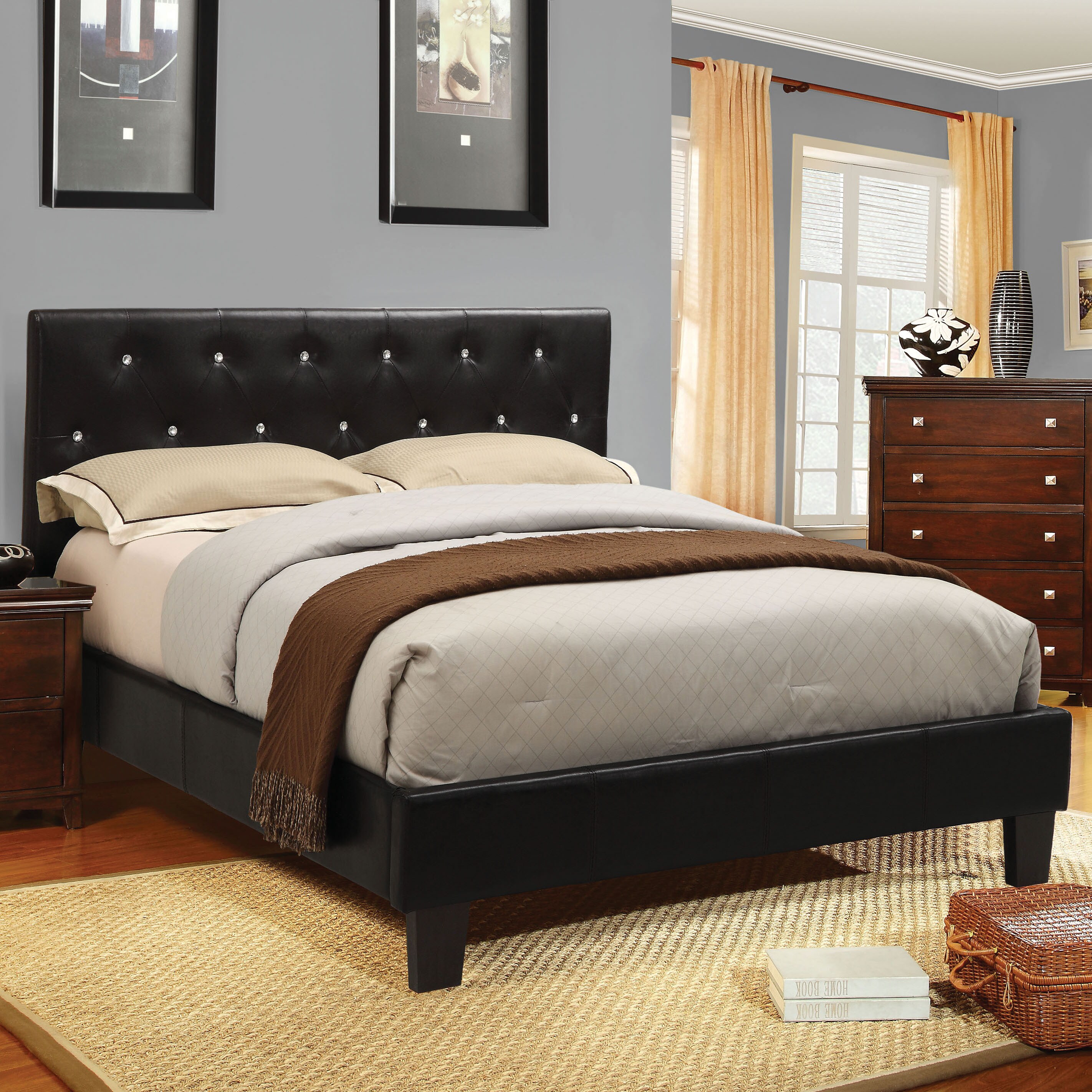 Furniture of America IDF-7949BK-F Gondi Black Full Wood Platform Bed