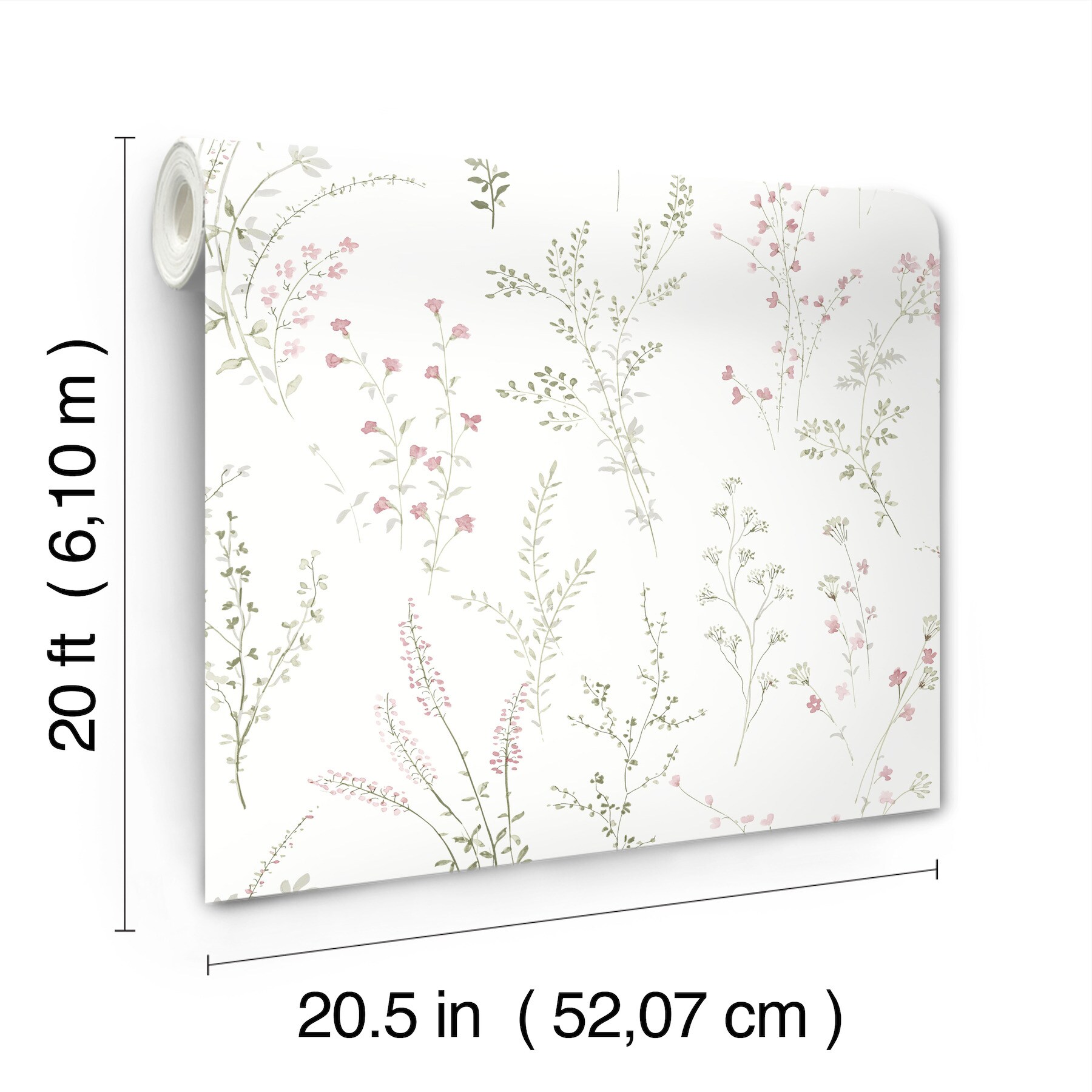 Multicolor Pink and Green Floral Peel & Stick Wallpaper Roll