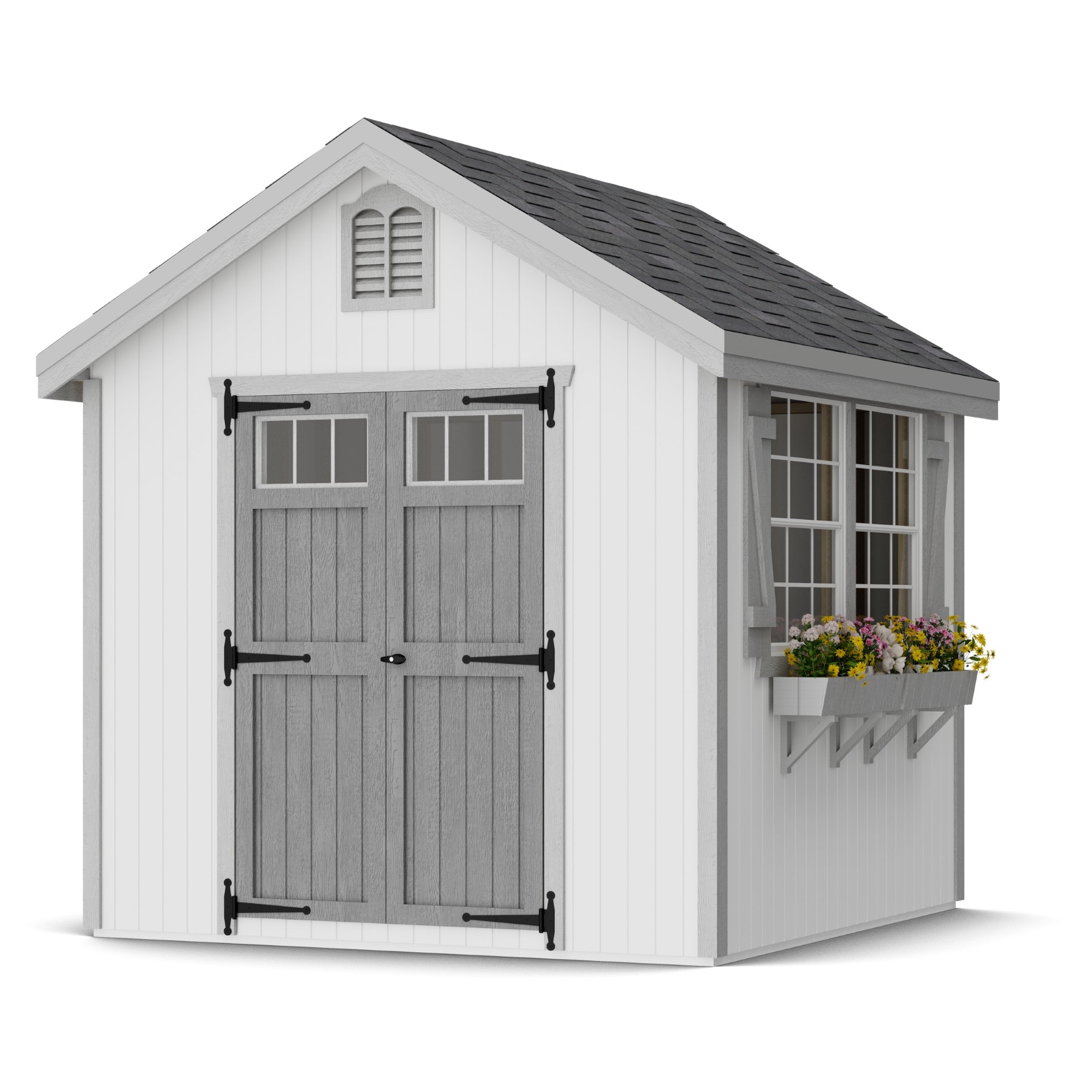 Little Cottage Co 8X8 WCGS-PC-FK Colonial Williamsburg 8-ft x 8-ft Gable Style Wood Outdoor Storage Shed with 2 Windows 2 Doors