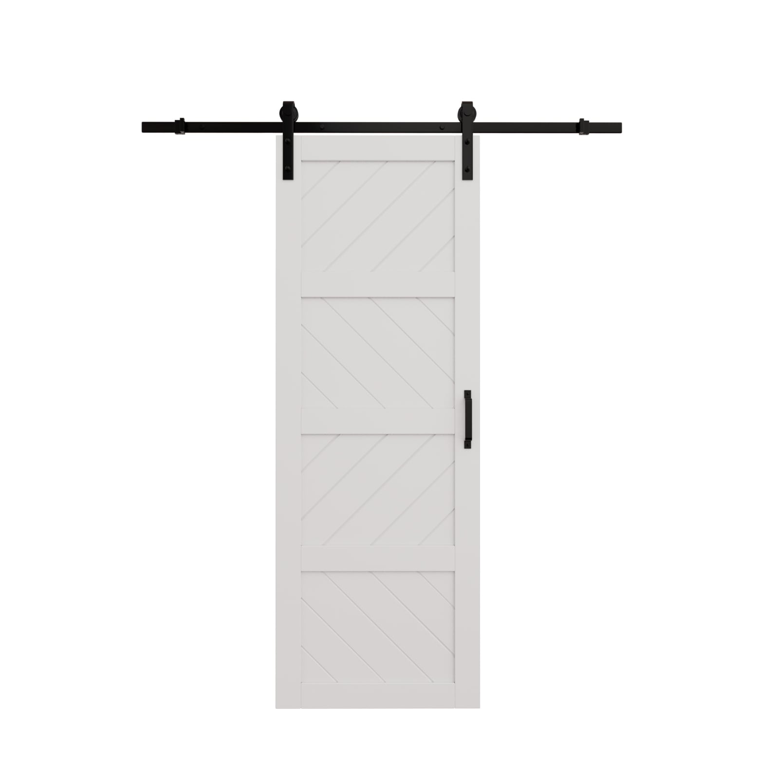 JUJUBON IN-BDWT-4L-30 30-in x 84-in White Non-standard MDF Solid core Single Barn Door (Hardware Included)