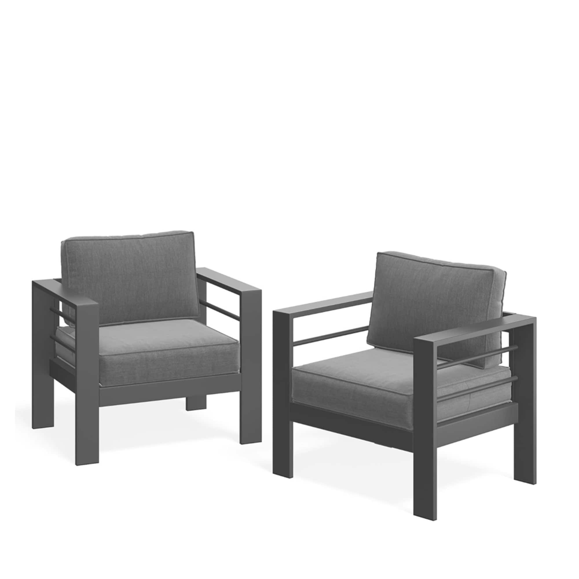 Mondawe Set of 2 28-Inch All Weather Metal Patio Armchairs with Thick ...