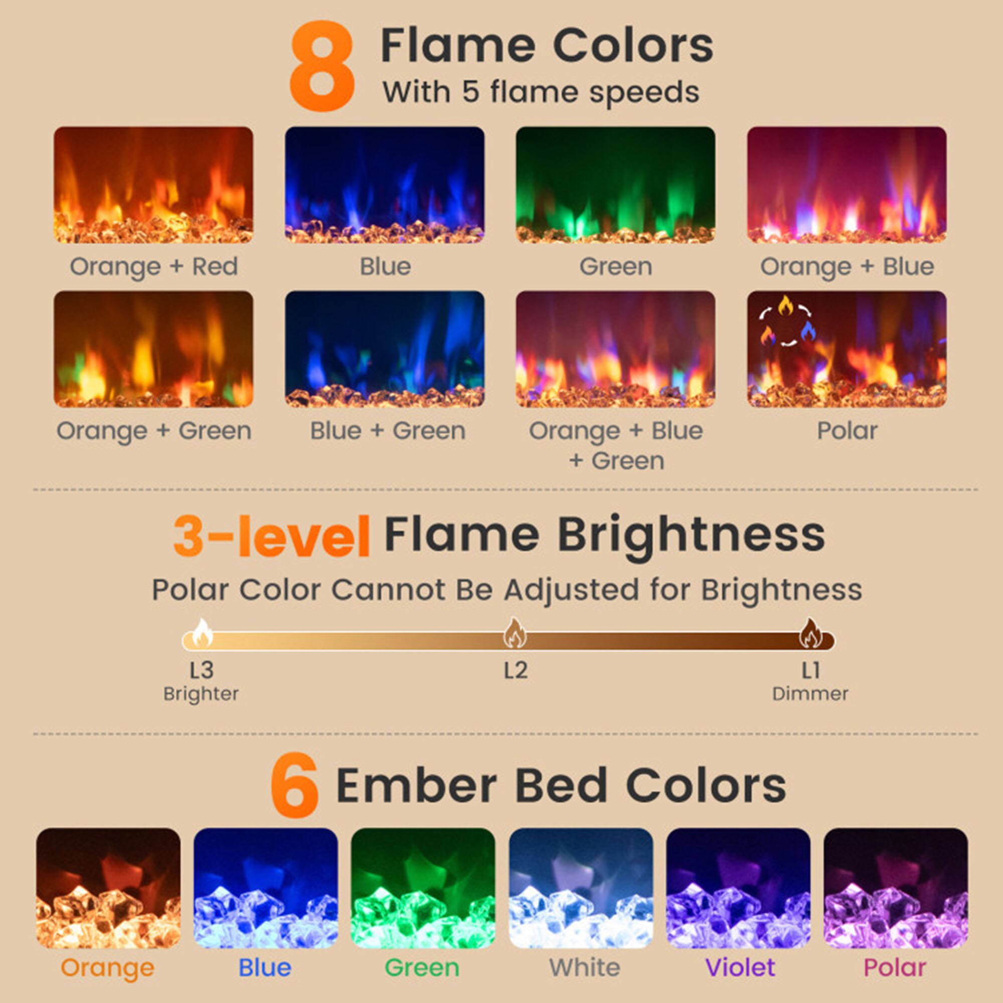 Clihome CL-FP10833USBK Electric-Fireplaces - View #3