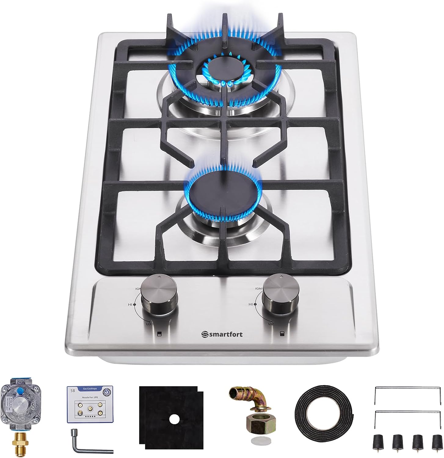 thermomate Built-in GAS Cooktop | 2 Safety Protections, Easy to Install, Easy to Clean, 2 GAS Supply options | 12-Inch - 2 Sabaf Burners