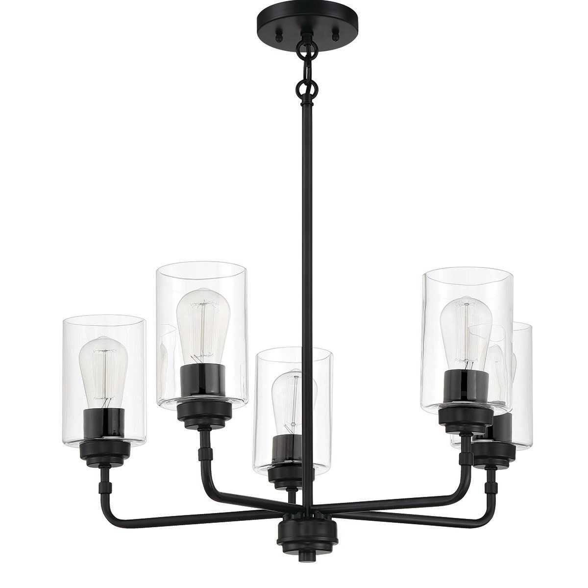 Craftmade 56025-FB Stowe 5 -Light Matte Black Transitional For Use in Bedrooms, Dining Rooms, Foyers, Living Rooms Chandelier