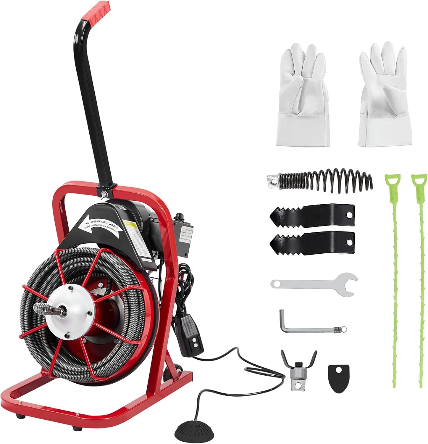 Qeetex GWPHO-0ZKO0A9T Drain Cleaner Machine 75FT 1-2Inch Sewer Snake Cleaning Machine Fits 1 to 4 Inch Pipes Portable Electric Drain Auger Cleaner with Gloves 4 Cutters Auto-Feed Clog Remover Plumbing Tool