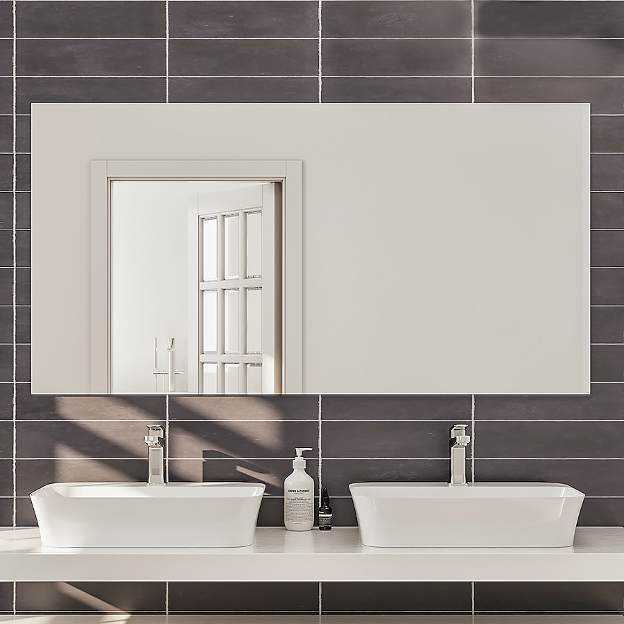 Sleek 30 in. W x 60 in. H Frameless Wall Mounted Vanity Bathroom Mirror in Glass Sleek 30 in. W x 60 in. H Frameless Wall Mounted Vanity Bathroom Mirror in Glass