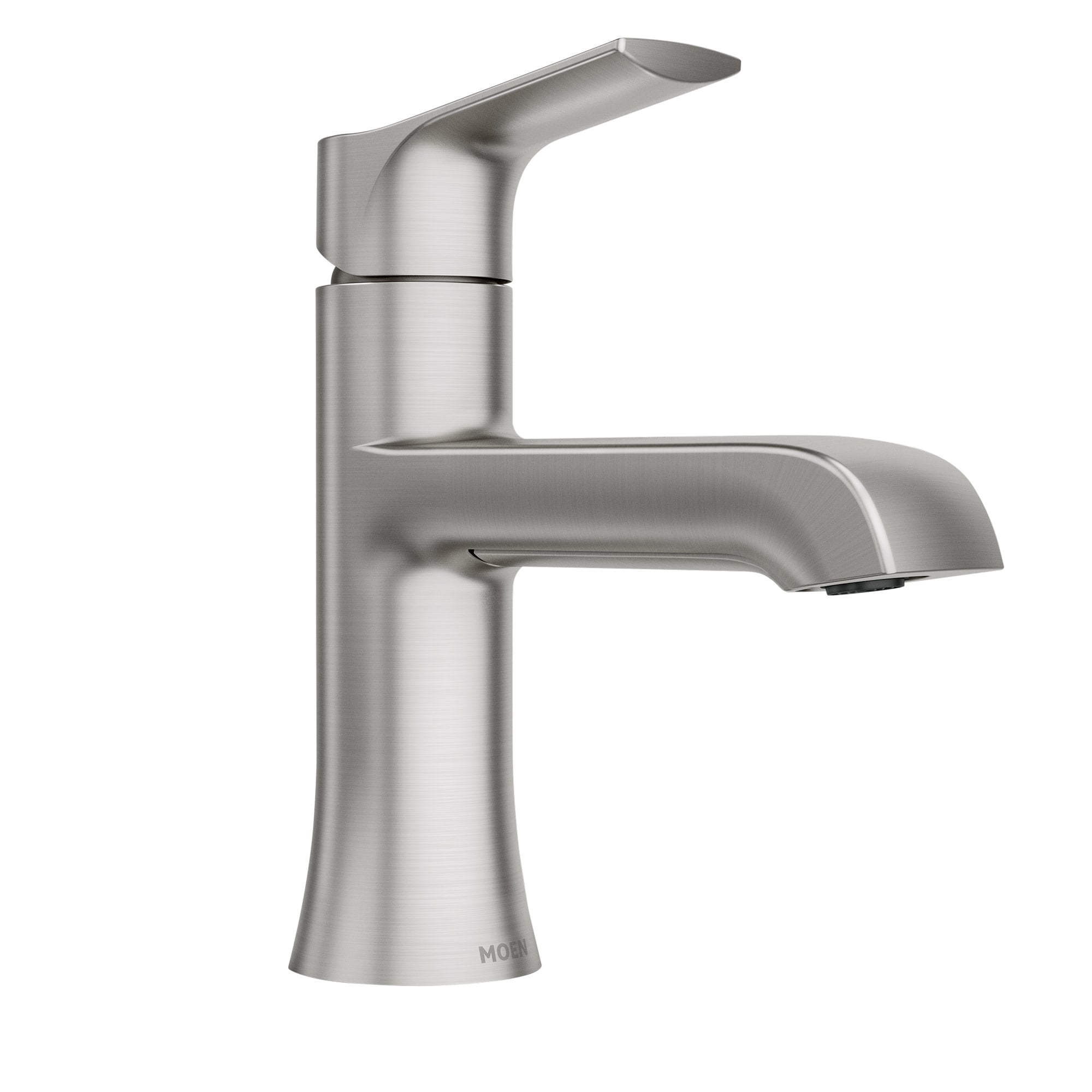 Moen 84540SRN Liso Spot Resist Brushed Nickel Single hole 1-handle WaterSense High-arc Residential Handle Bathroom Sink Faucet with Drain with Deck Plate