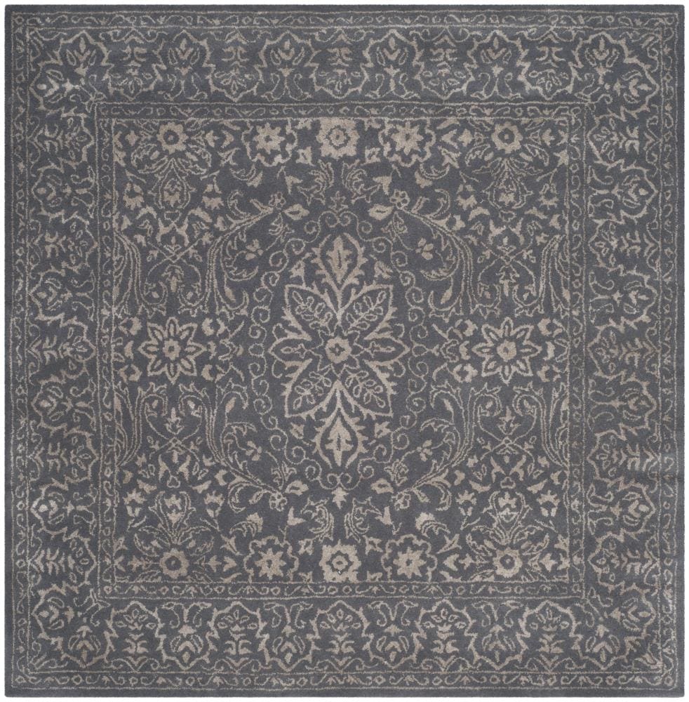Safavieh GLM516B-6SQ Glamour Cleo 6 x 6 (ft) Tufted Synthetic Steel/Blue Square Indoor Floral/Botanical Vintage Area rug