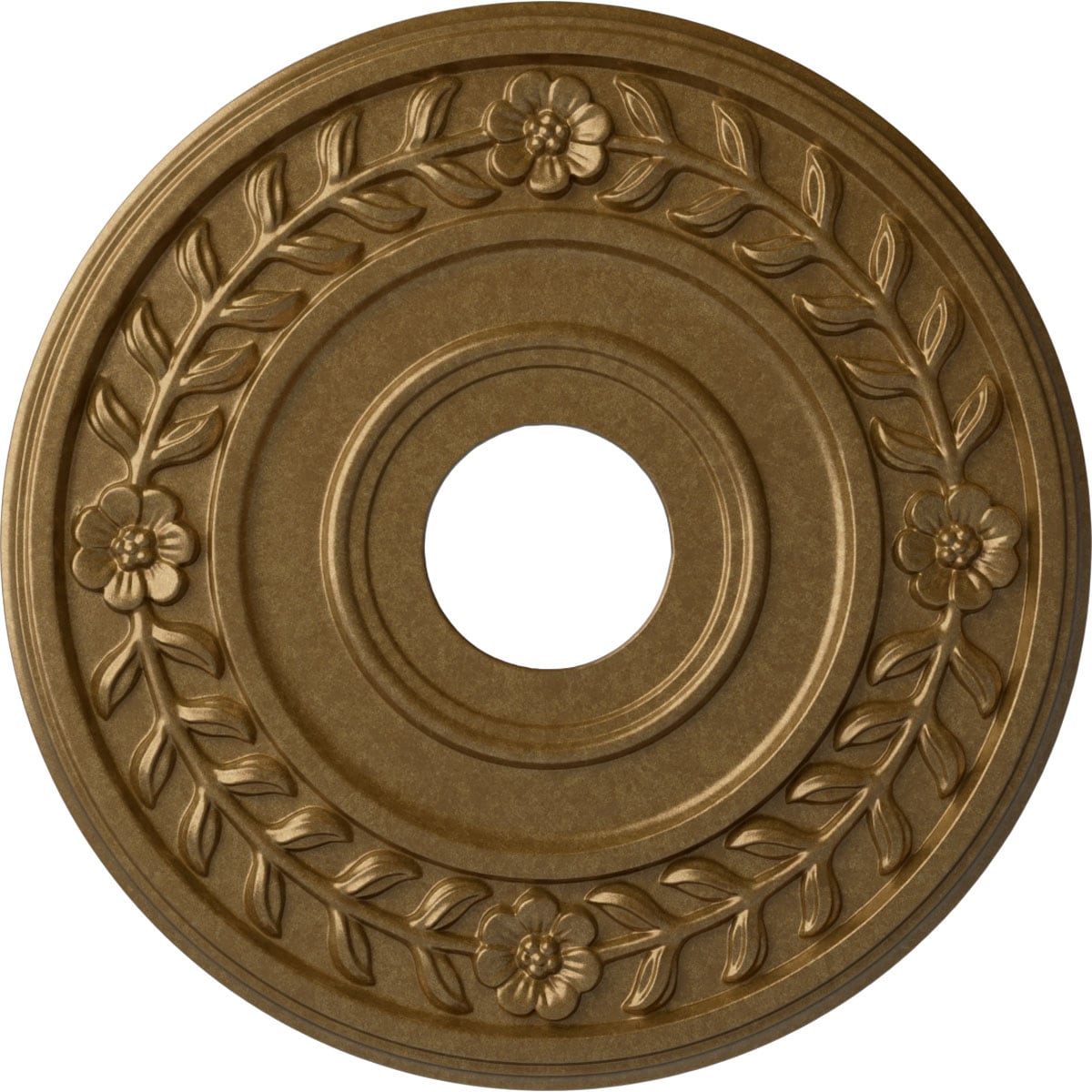 Ekena Millwork CM16WRPAS Wreath 16.25-in W x 16.25-in L Painted Pale Gold Polyurethane Whole Ceiling Medallion