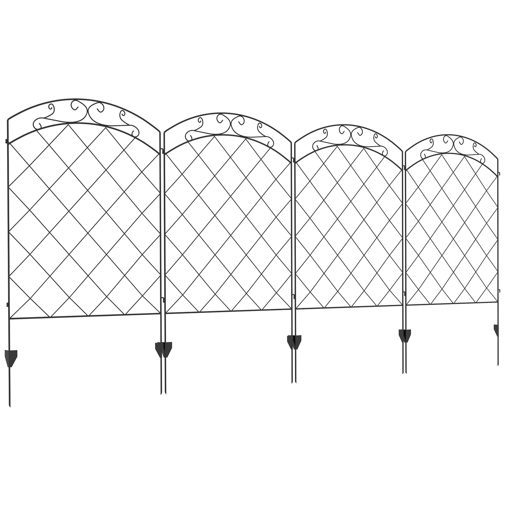 AHIOU HOME ZAAHG-P174525GF 0.25-Inches x 138.5-Inches x 43.25-Inches 4 -Pack Black Metal Steel Border fencing
