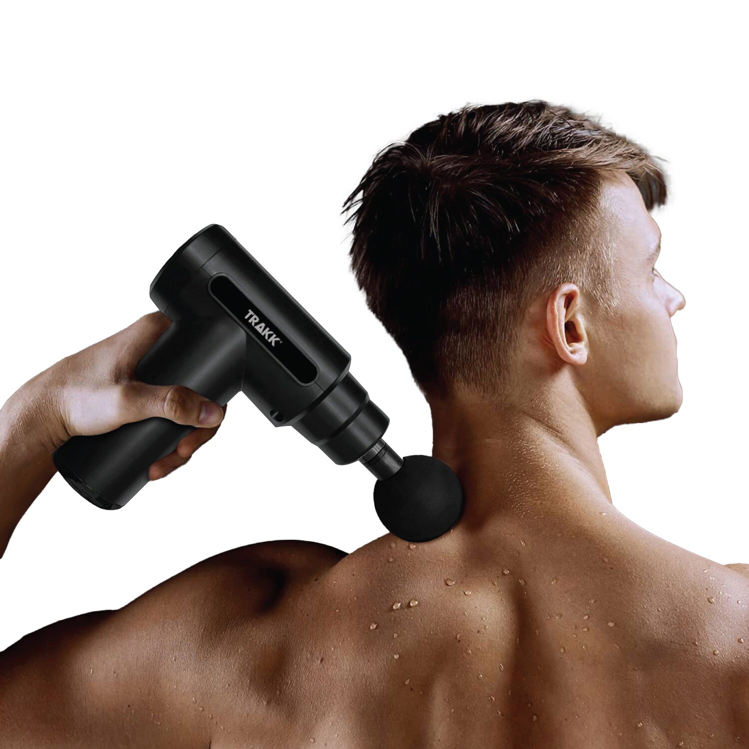 Trakk Compact Massage Gun 6 Speeds 4 Heads Rechargeable Battery Black Percussive Massager