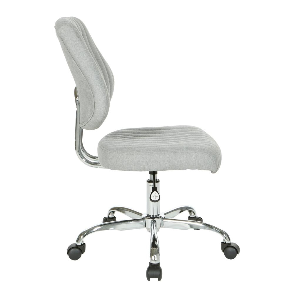Fog Gray Ergonomic Armless Swivel Office Chair with Chrome Base
