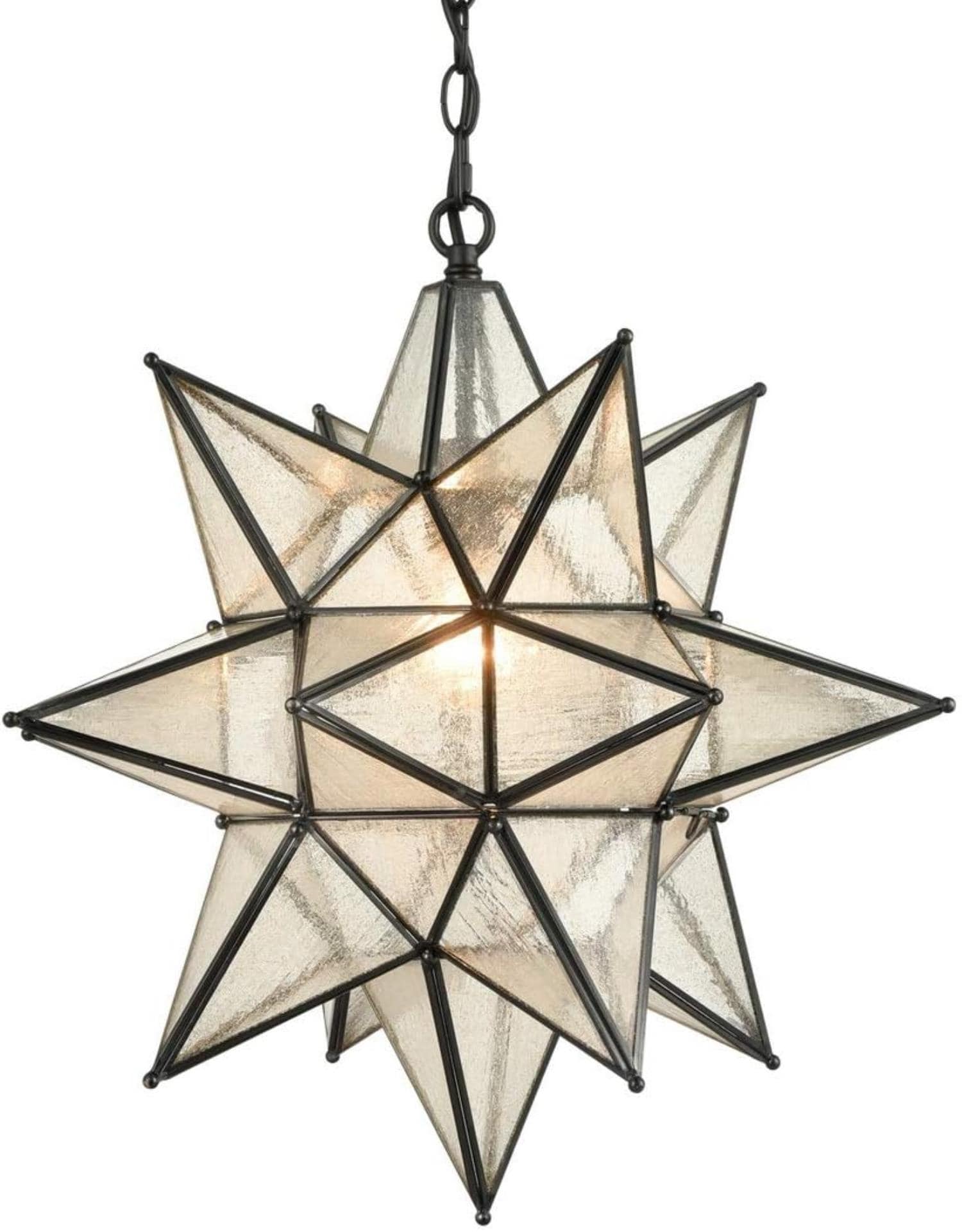 Claxy DIR-B5174DU-20BK Geometric 1 -Light Black Modern/contemporary Seeded glass Geometric Medium Hanging Pendant light