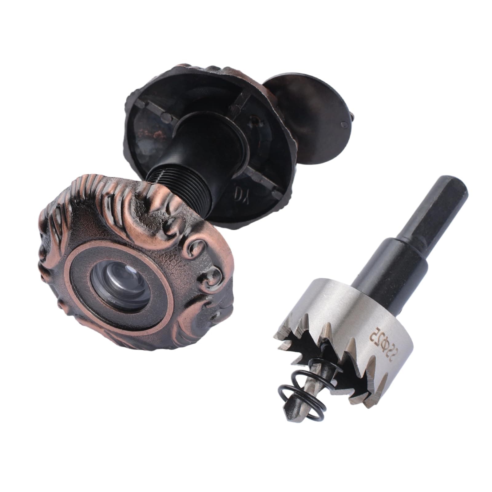 LILILIAN FMY Brass Door Viewer with 220 Degree Wide Angle Lens and Privacy Cover Includes Drill Bit for 30 to 50 Millimeter Thick Doors #LRO0825O056