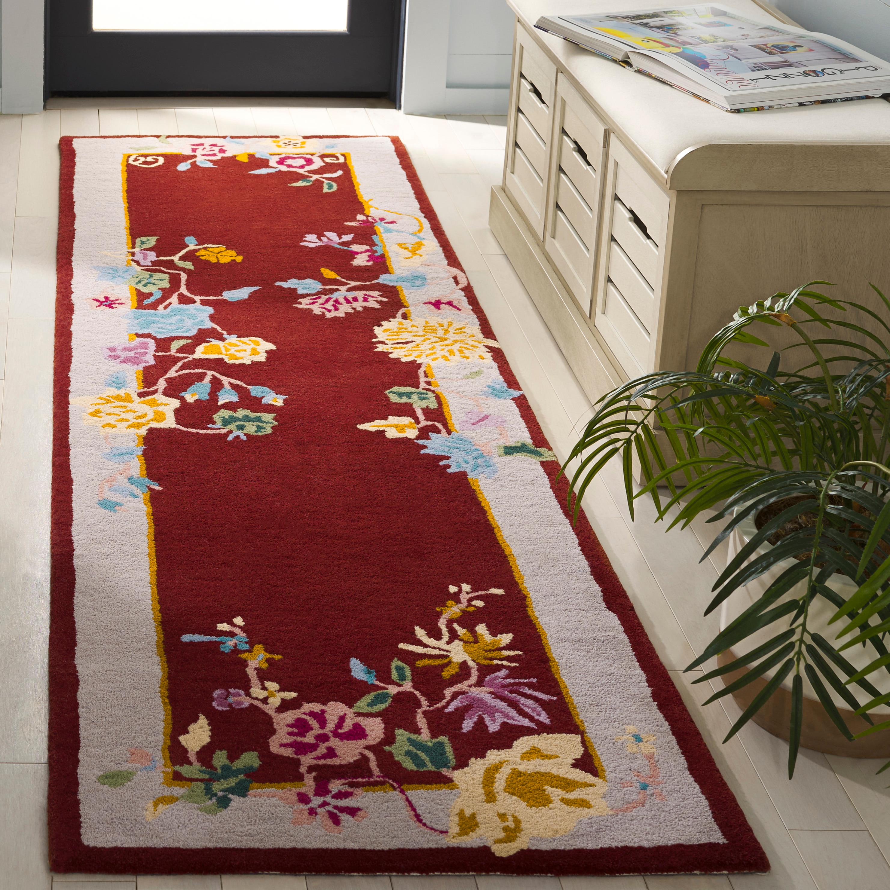  Metro 729 Rust/Beige Country Floral 2ft-3in x 8ft Runner Rug