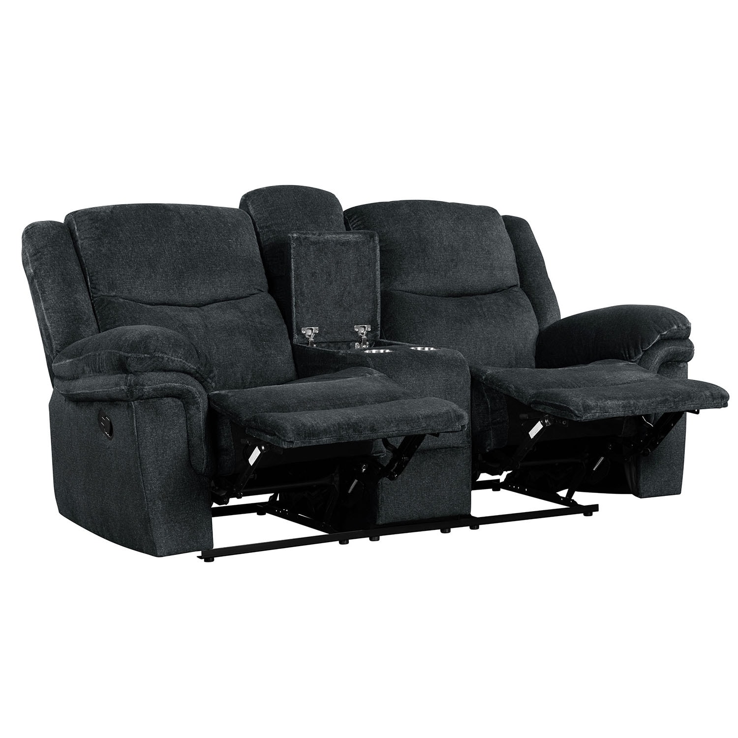 Bybafun Dark Blue Velvet Upholstered Recliner in the Recliners