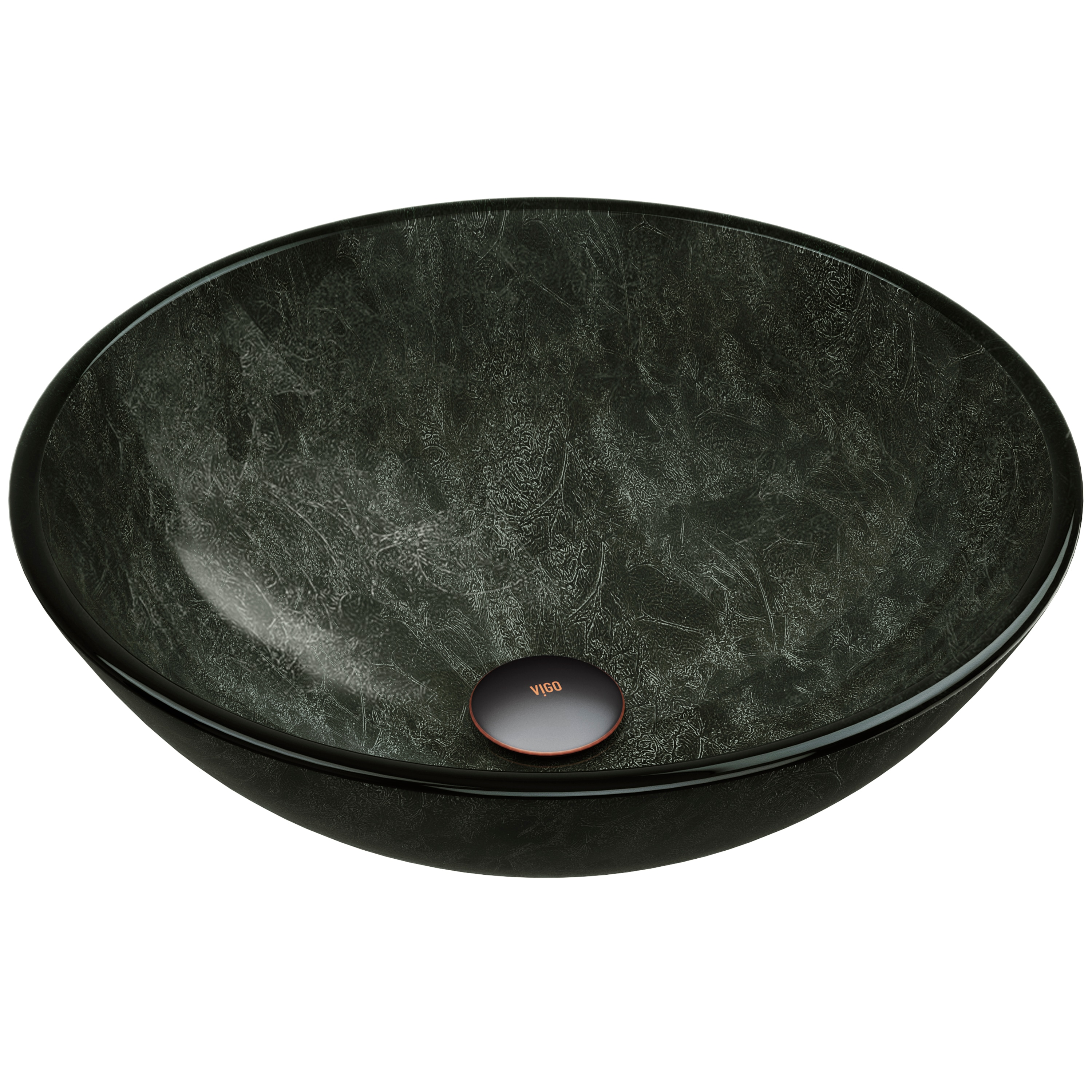 VIGO VG07051 Gray Onyx Glass Vessel Round Modern Bathroom Sink (17-in x 16.5-in)