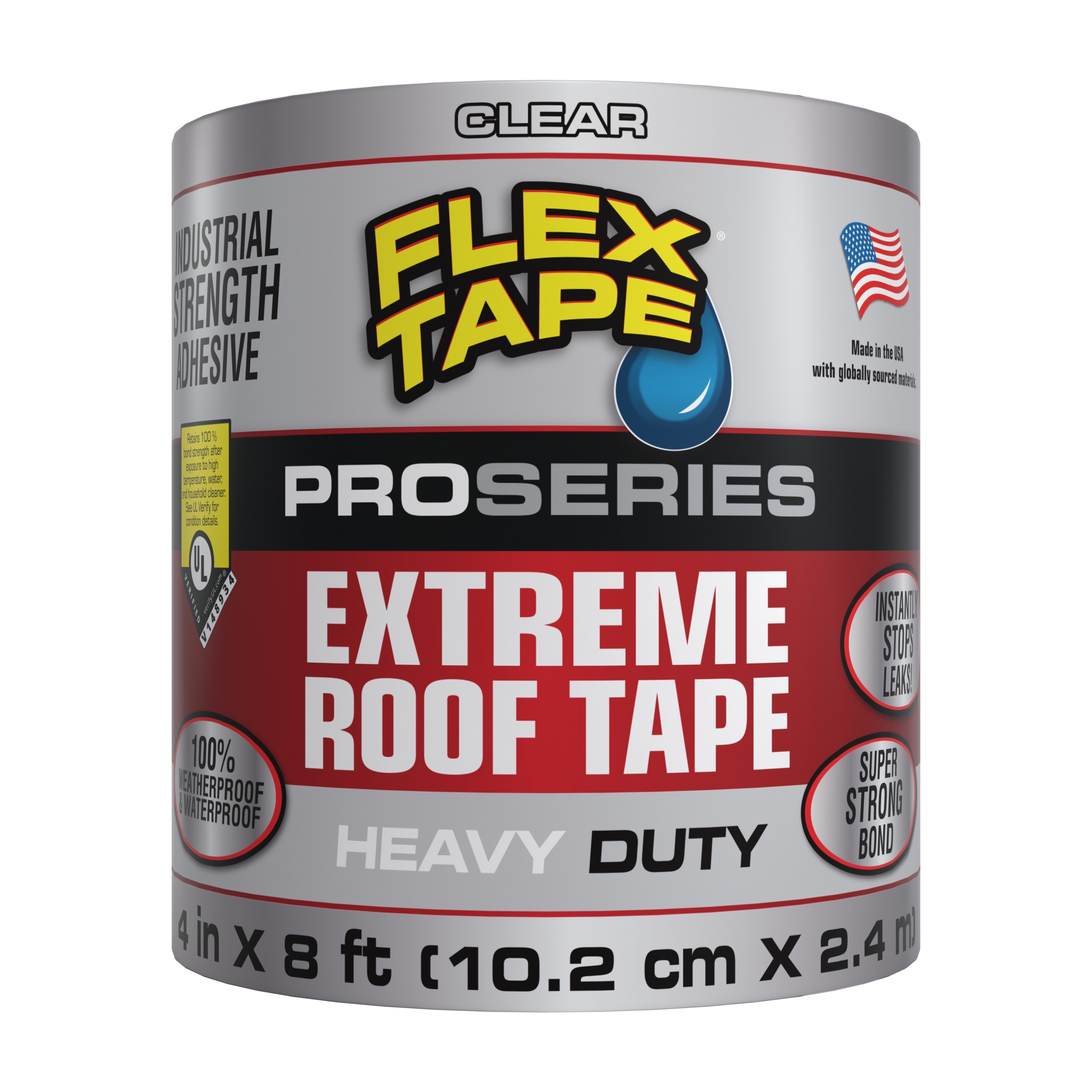 Flex Tape Pro Series Tape Clear Waterproof Rubberized Duct Tape 4-in x 8 Feet #PS288CLR0408