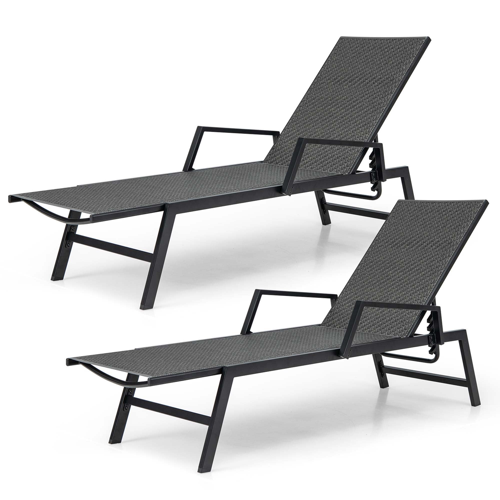 Costway HCST00209 Black Metal Frame Chaise Lounge Chair with