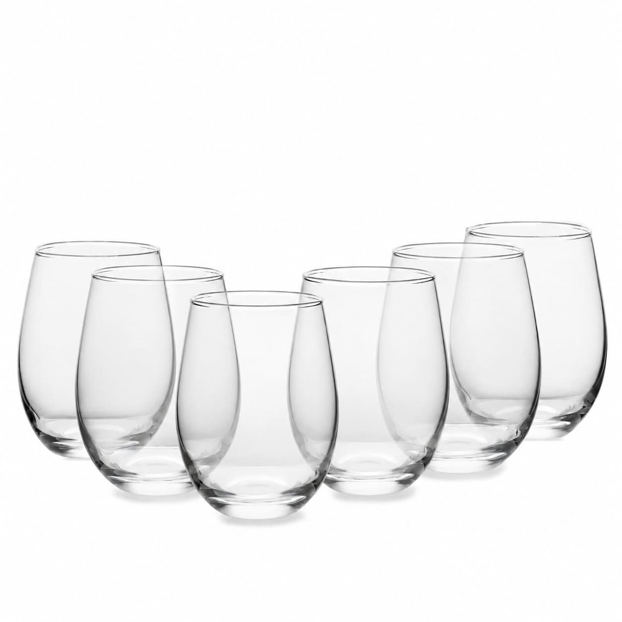 Aoibox  18 oz Stemless Wine Glasses Clear Lead Free Glass for Red and White Wine Set of 6 18oz for Home Parties