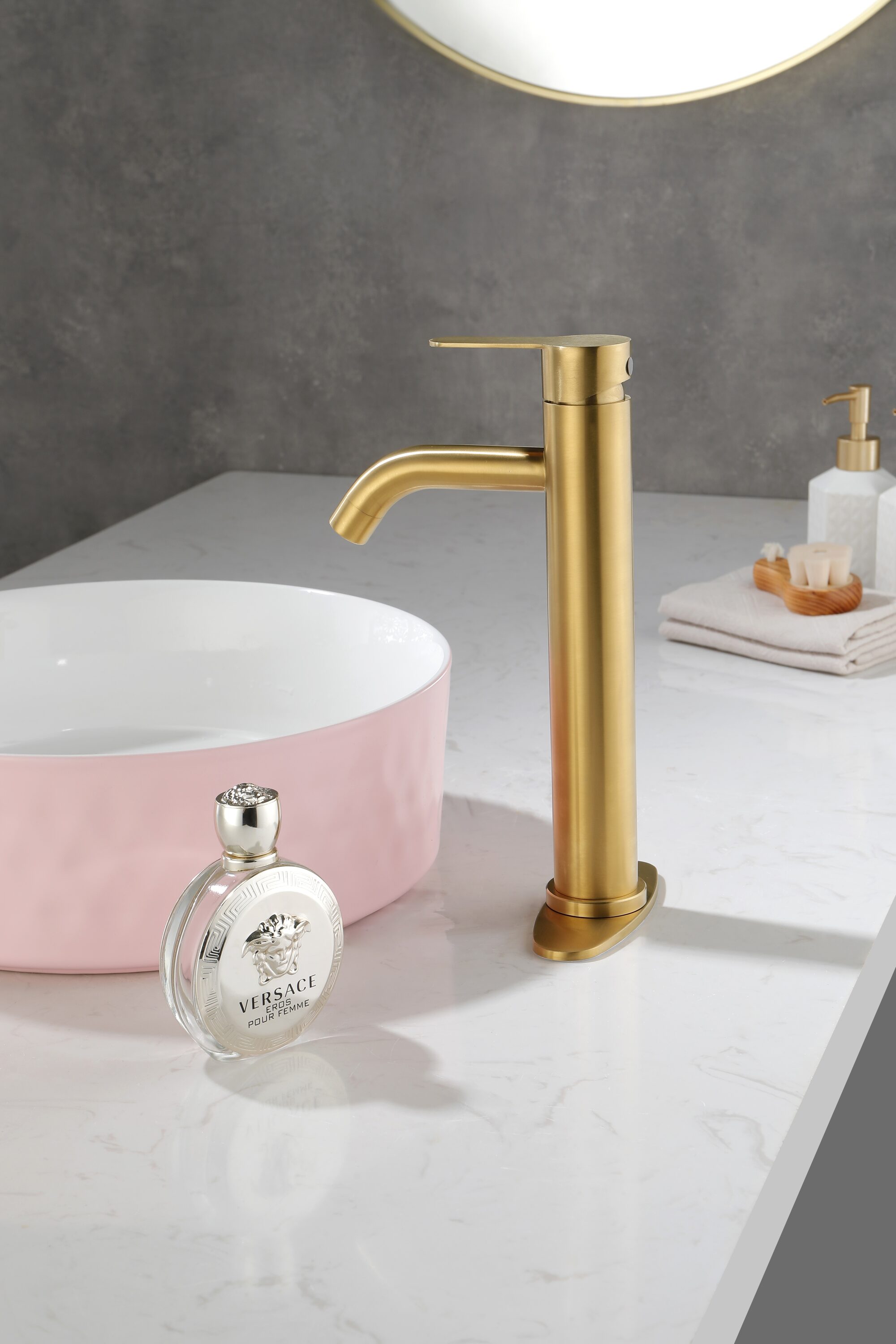 Brushed Gold Stainless Steel Single Handle Waterfall Faucet