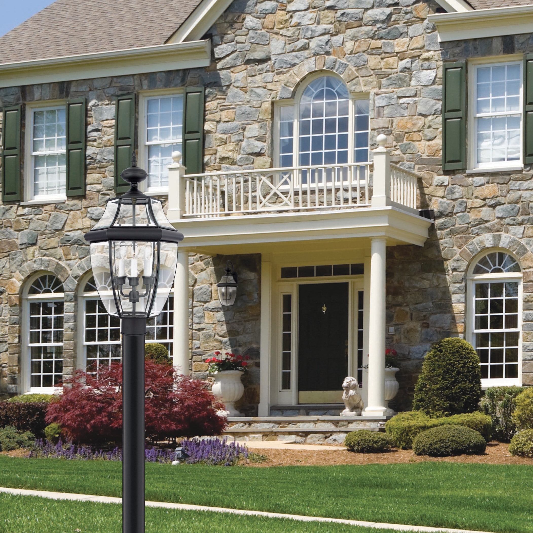Mystic Black 23" Outdoor Post Lantern with Clear Beveled Glass