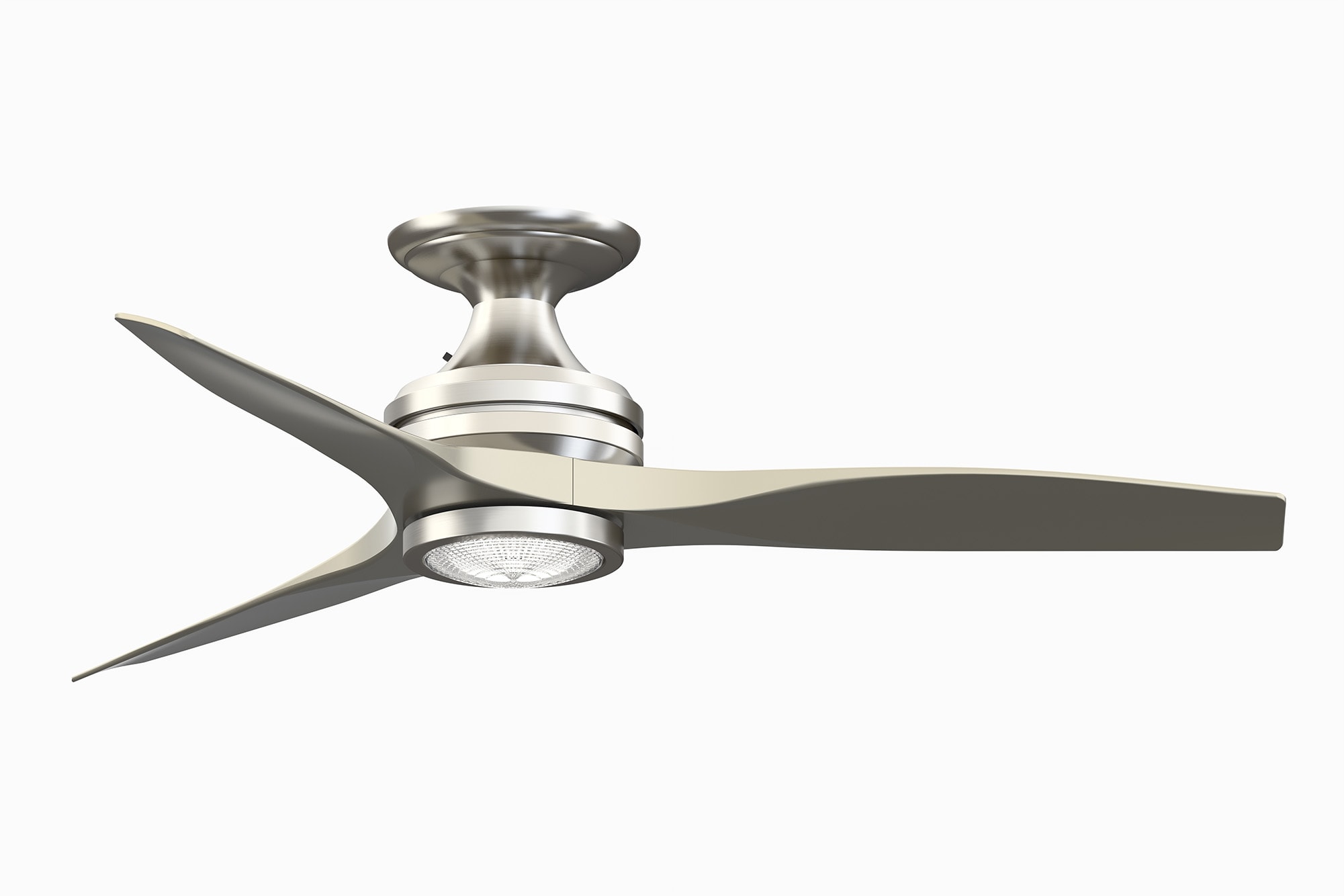 Fanimation FP6721BBN-48BN-LK-F Spitfire 48-in Integrated LED Outdoor Flush Mount Brushed Nickel with Brushed Nickel Blades Propeller Ceiling Fan With Light - Remote Included ( 3 -Blade )