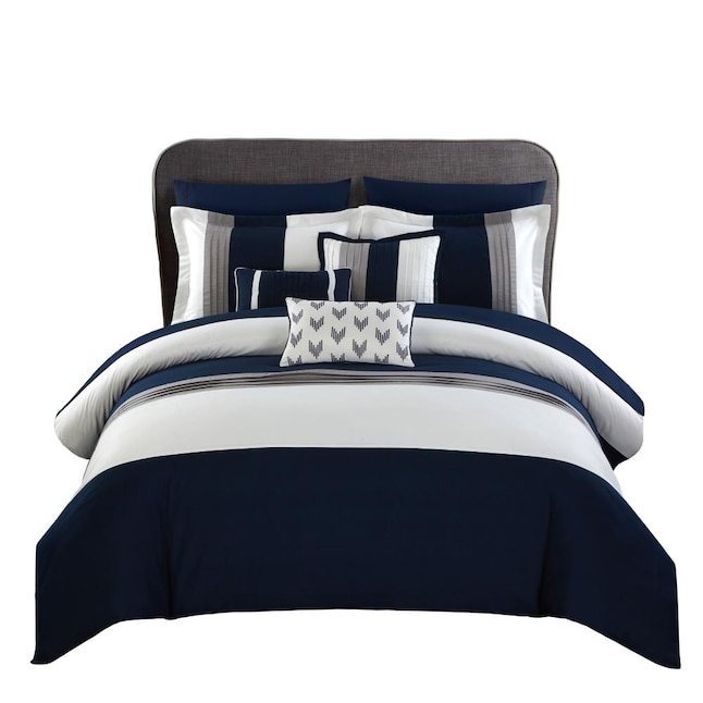 Chic Home Design Ayelet 8-Piece Navy Twin Comforter Set at Lowes.com