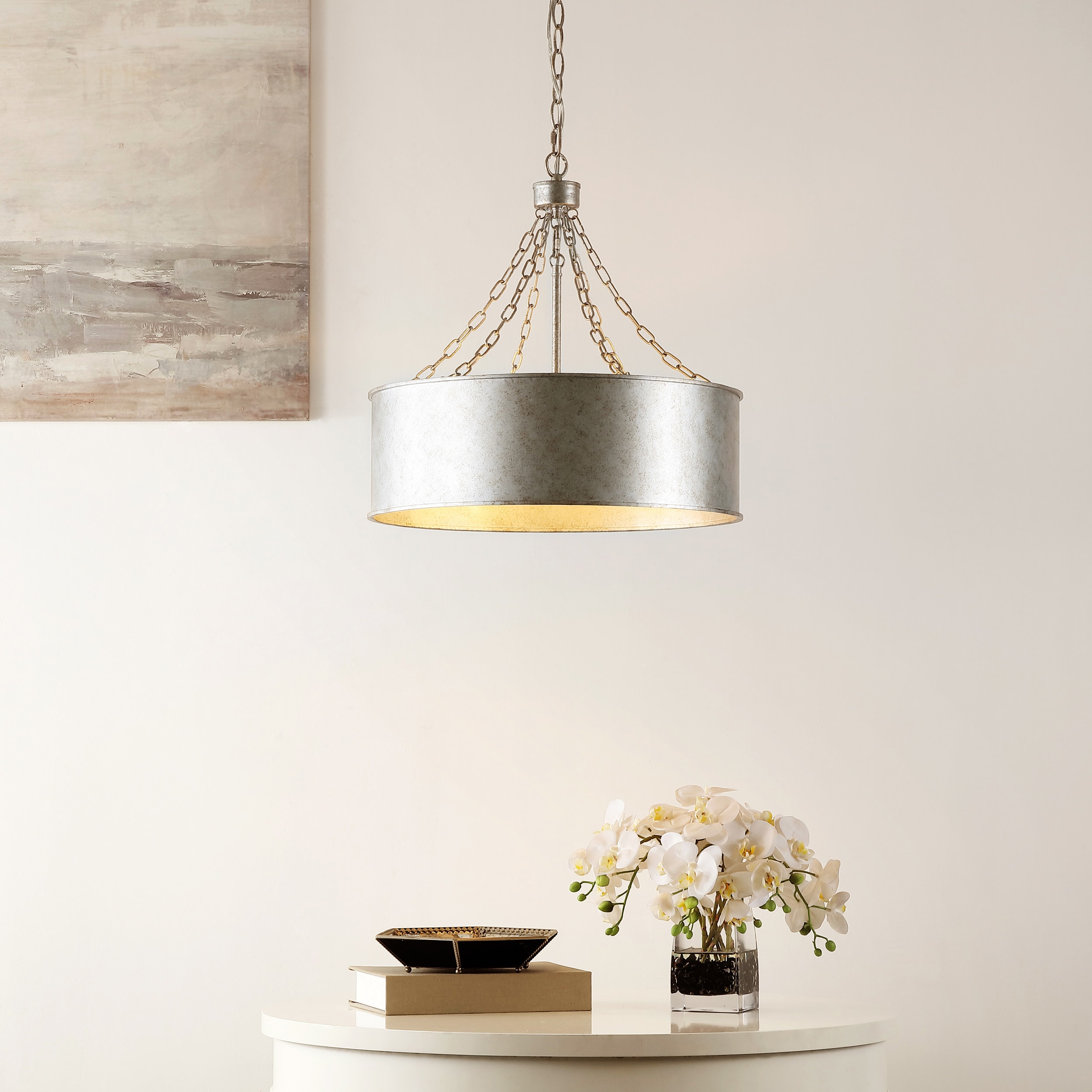 Adison Silver Industrial Drum Chandelier