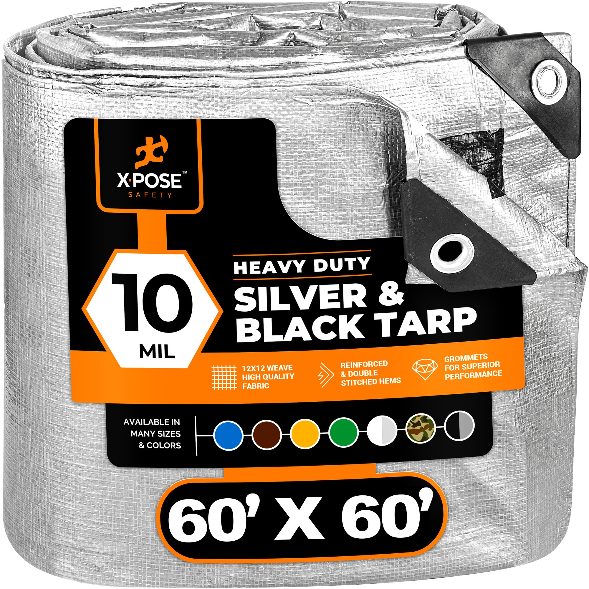 XPOSE SAFETY STH-6060-A 60-ft x 60-ft Silver Waterproof Commercial Polyethylene 10-Mils Tarp
