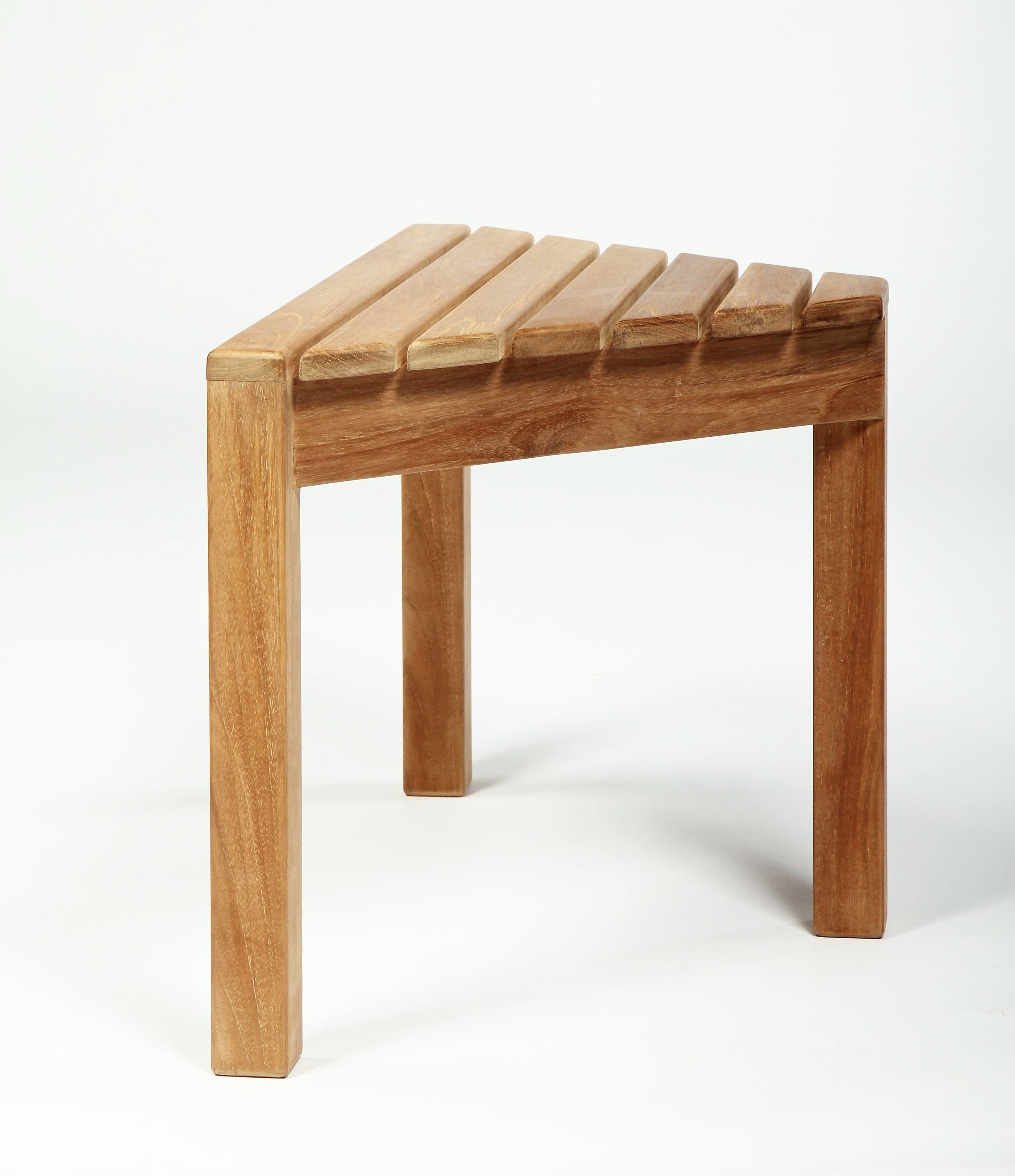 Eco-Friendly Teak Corner Shower Bench, 31.5'' with Rounded Edges