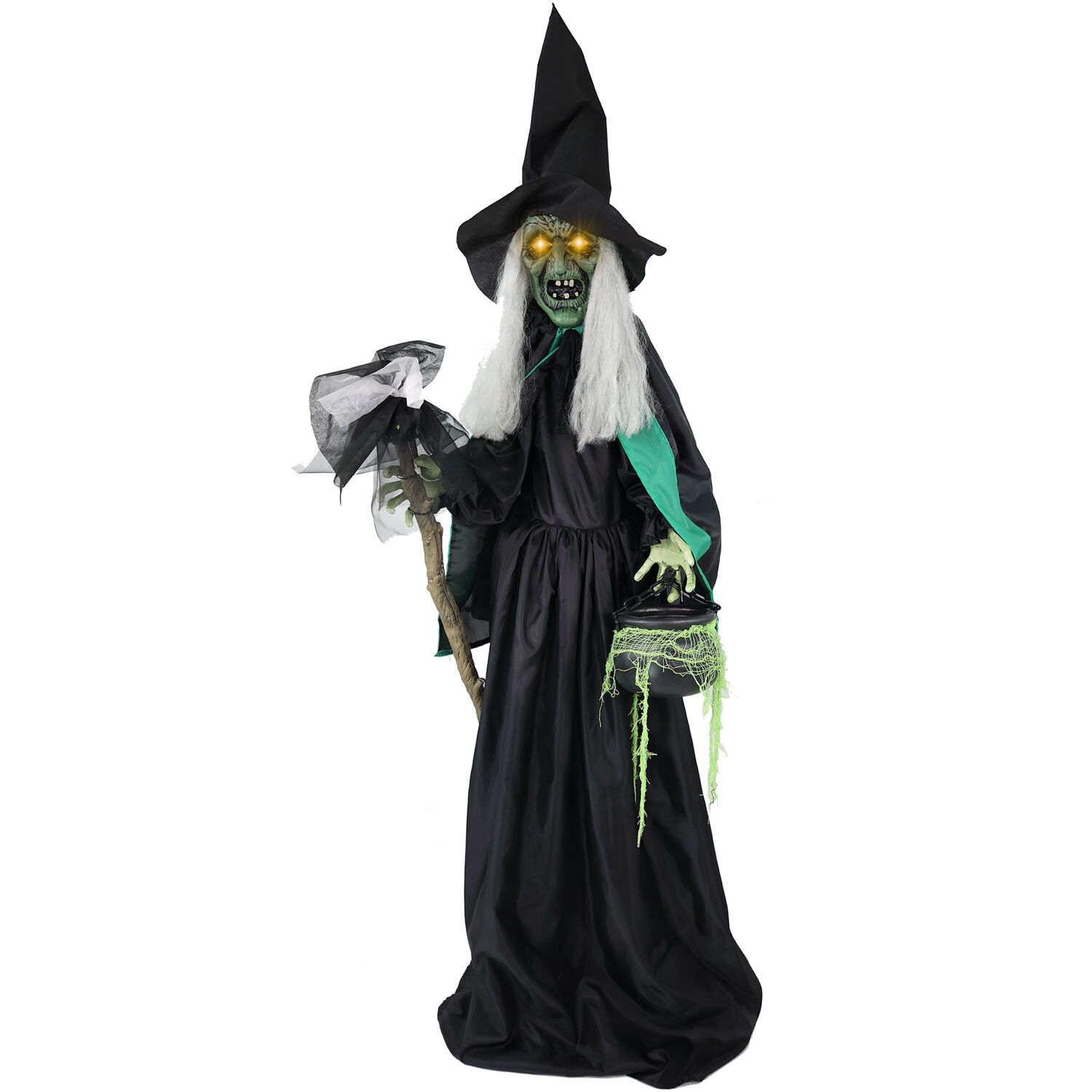 Haunted Hill Farm HHWITCH-47FLSA 6-ft Freestanding Talking Lighted Witch Animatronic