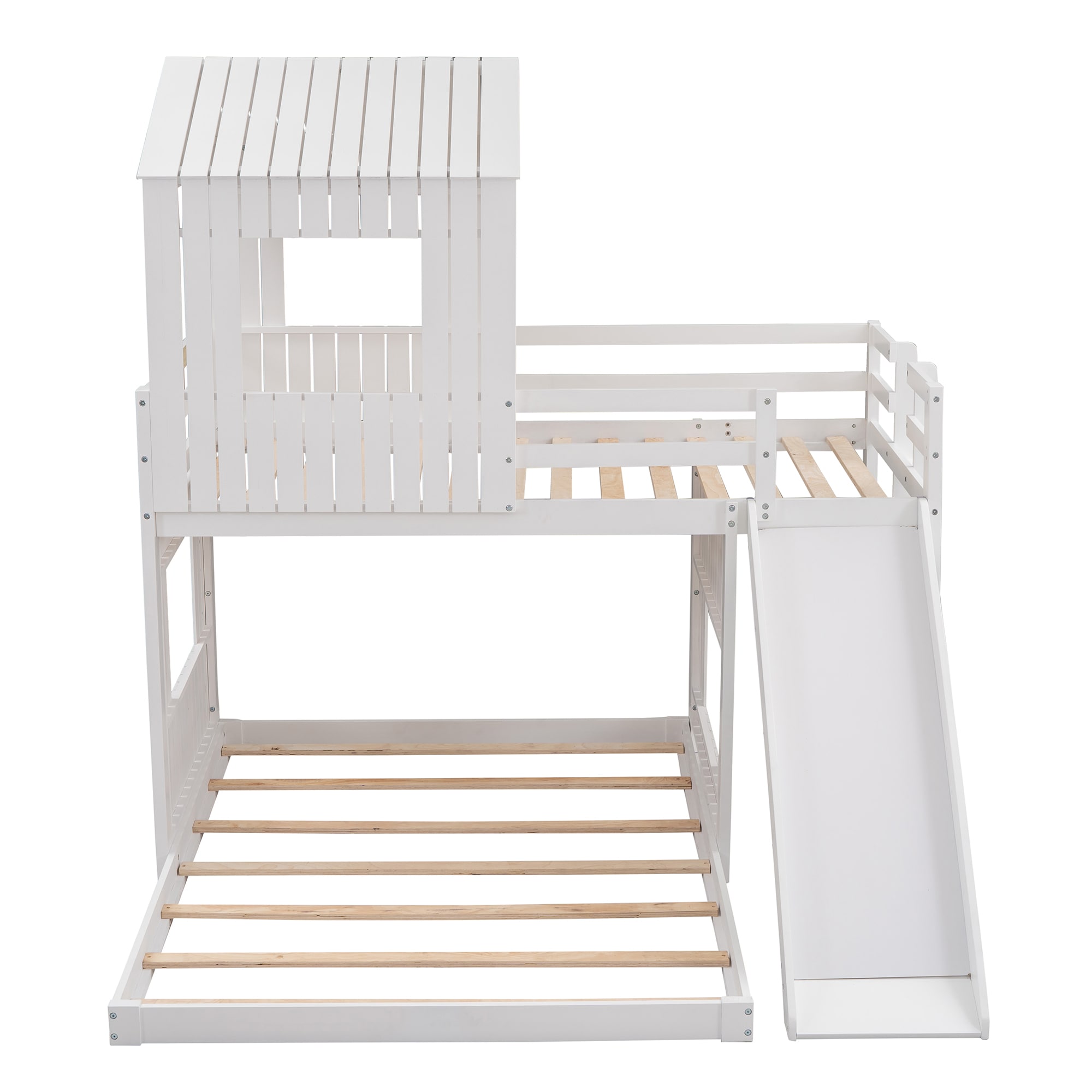 Qualler BTLE0028K White Twin over full Bunk Bed