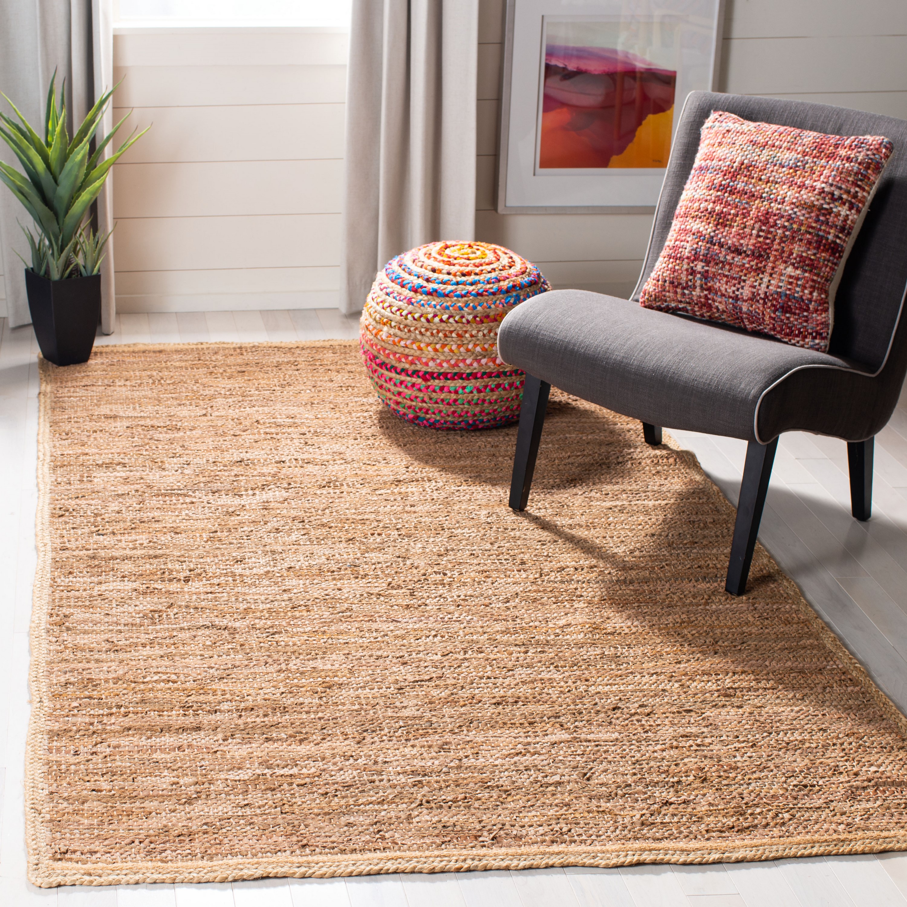 Safavieh CAP901B-4 Cape Cod Lisborn 4 x 6 (ft) Leather Camel/Natural Rectangular Indoor Abstract Coastal Area rug