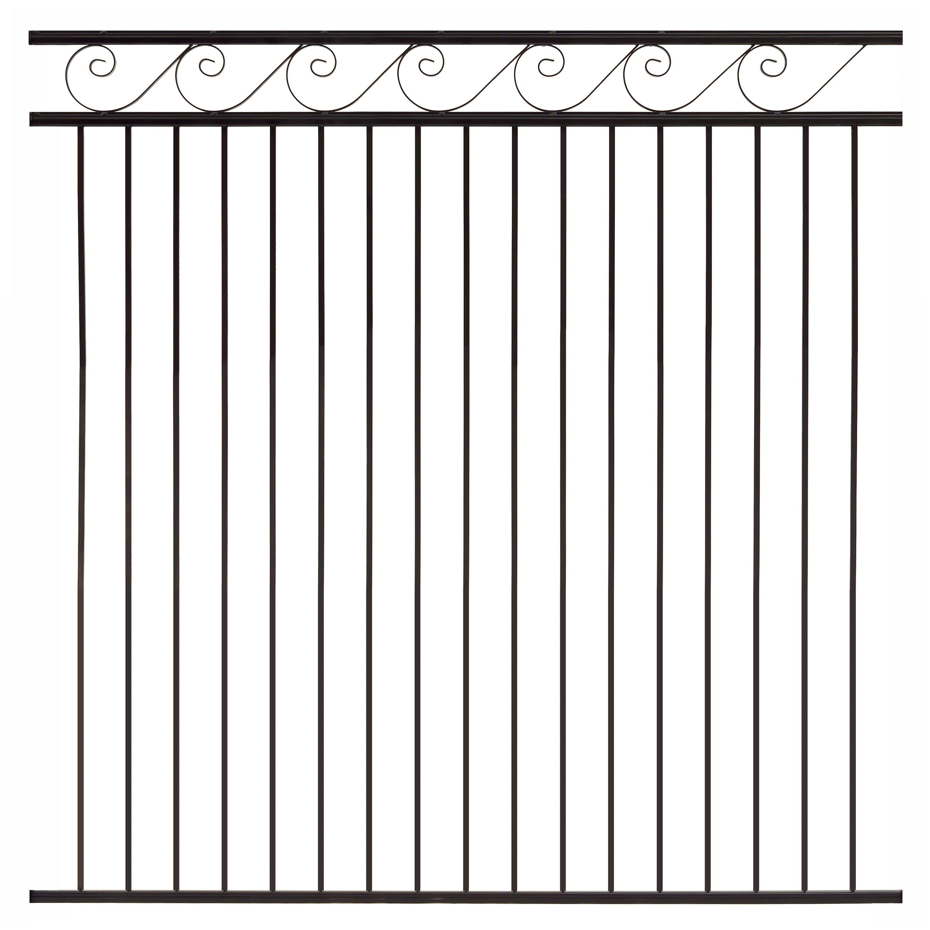 Gilpin 4-ft H x 6-ft W Black Steel Spaced Picket Flat-top Decorative Fence Panel