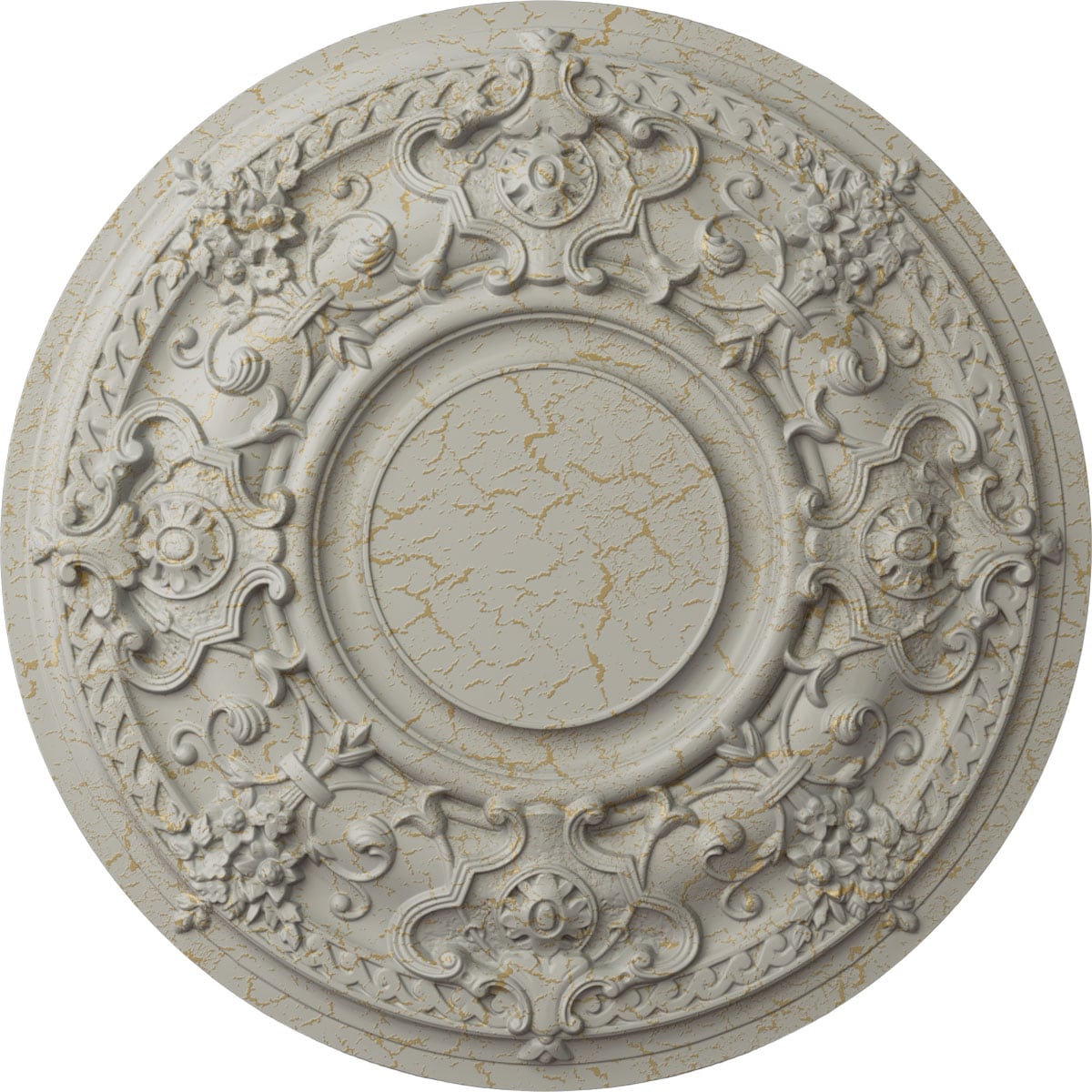 Ekena Millwork CM32JAPCC Jackson 32.75-in W x 32.75-in L Painted Pot Of Cream Crackle Polyurethane Whole Ceiling Medallion
