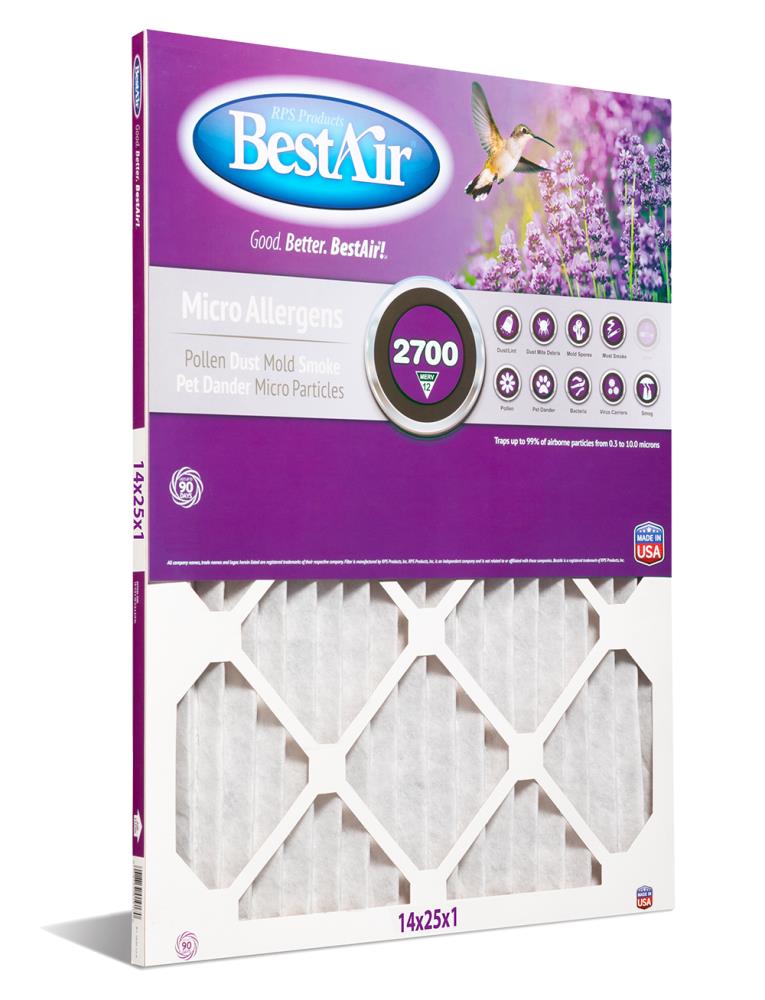 BestAir B1-1425-12-6 14-in W x 25-in L x 1-in MERV 12 B1-1425-12-6 Electrostatic Pleated Air Filter