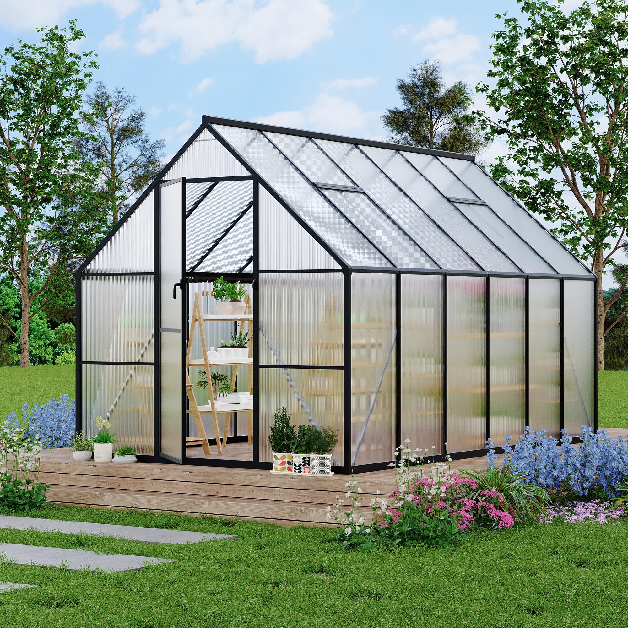 IdealHouse Heavy Duty Aluminum-Framed Greenhouse Kit 8x14 FT
