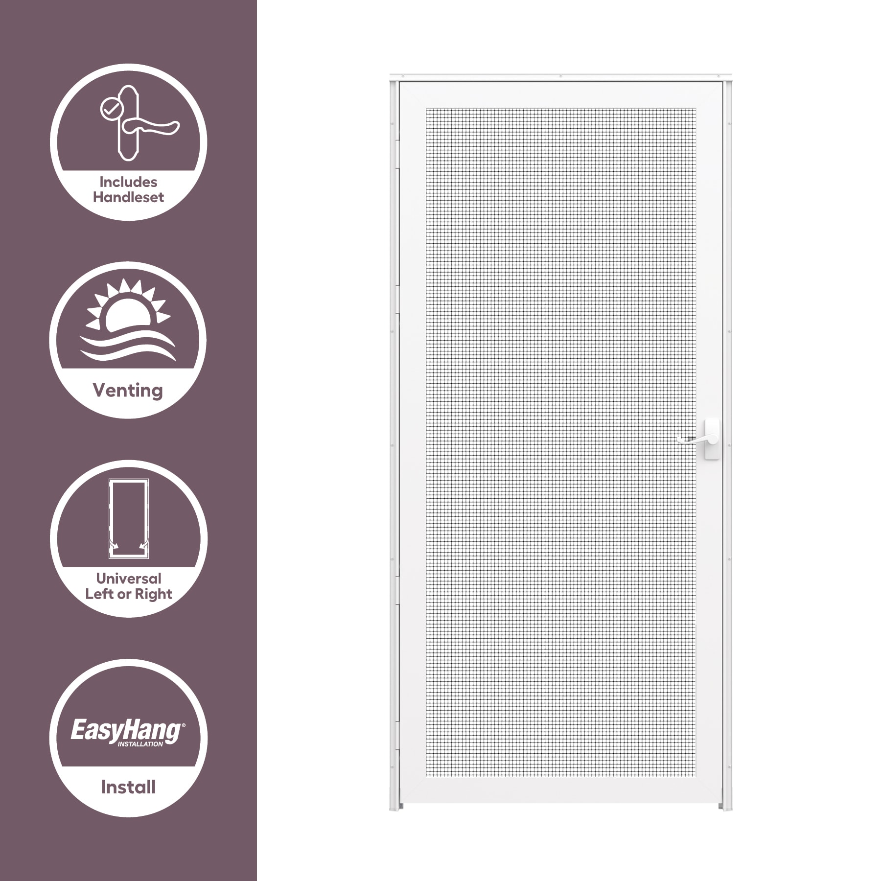 LARSON Pembrook 32-in x 81-in White Aluminum Hinged Screen Door (Handle ...