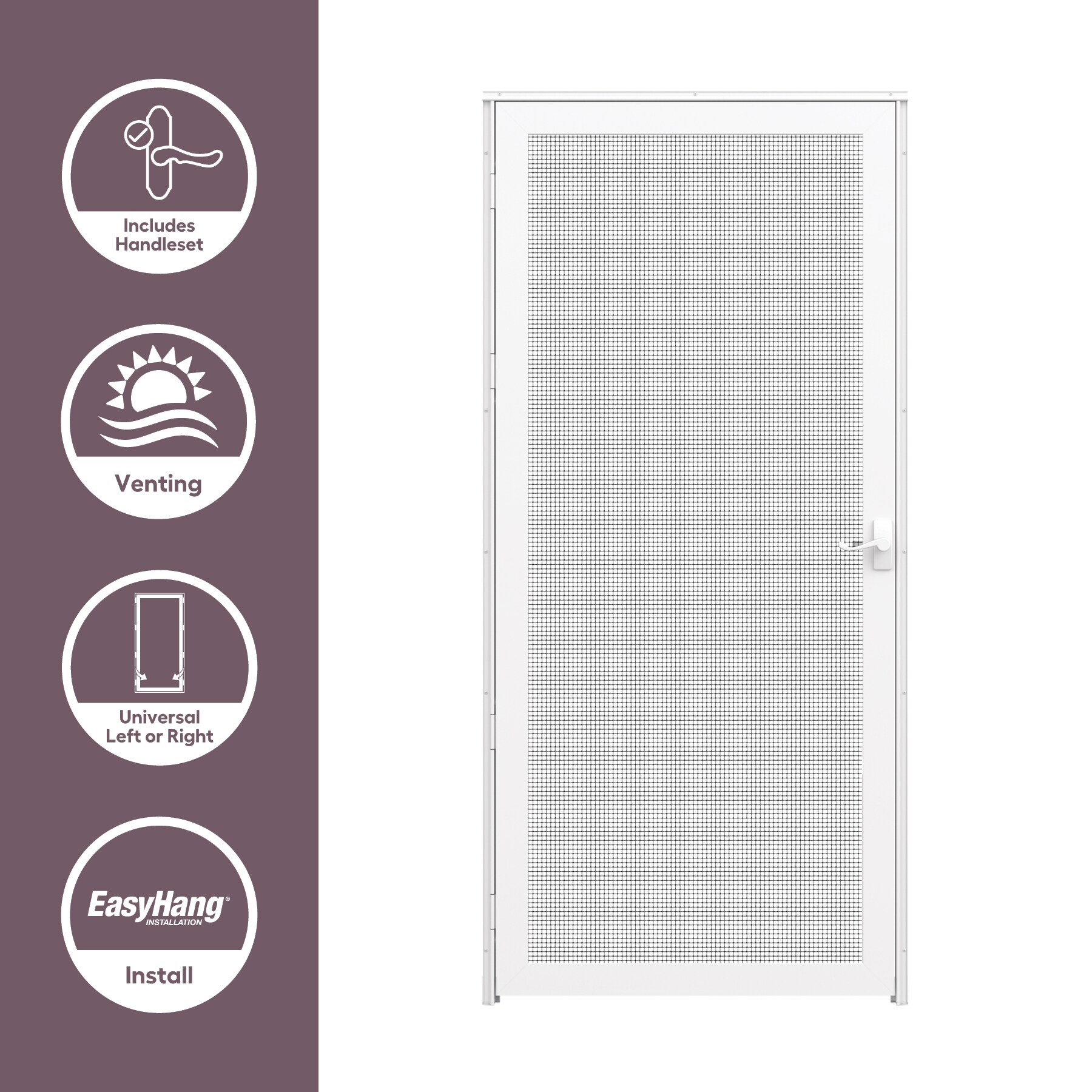 LARSON Pembrook 36-in x 81-in Brown Aluminum Hinged Screen Door (Handle Included)