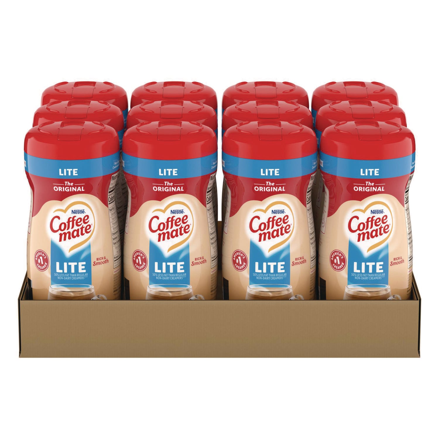 Coffee Mate Powdered Creamer Original Lite 11 oz Canister 12/Carton