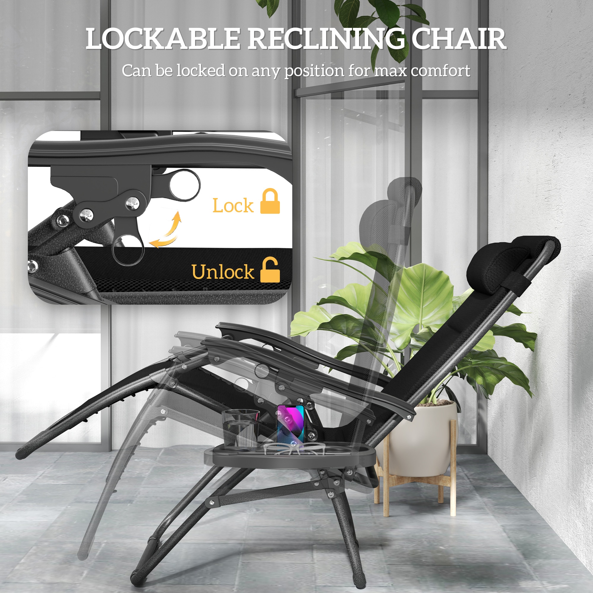 Outsunny 84G-599V00BK Chaises-Settees - View #4