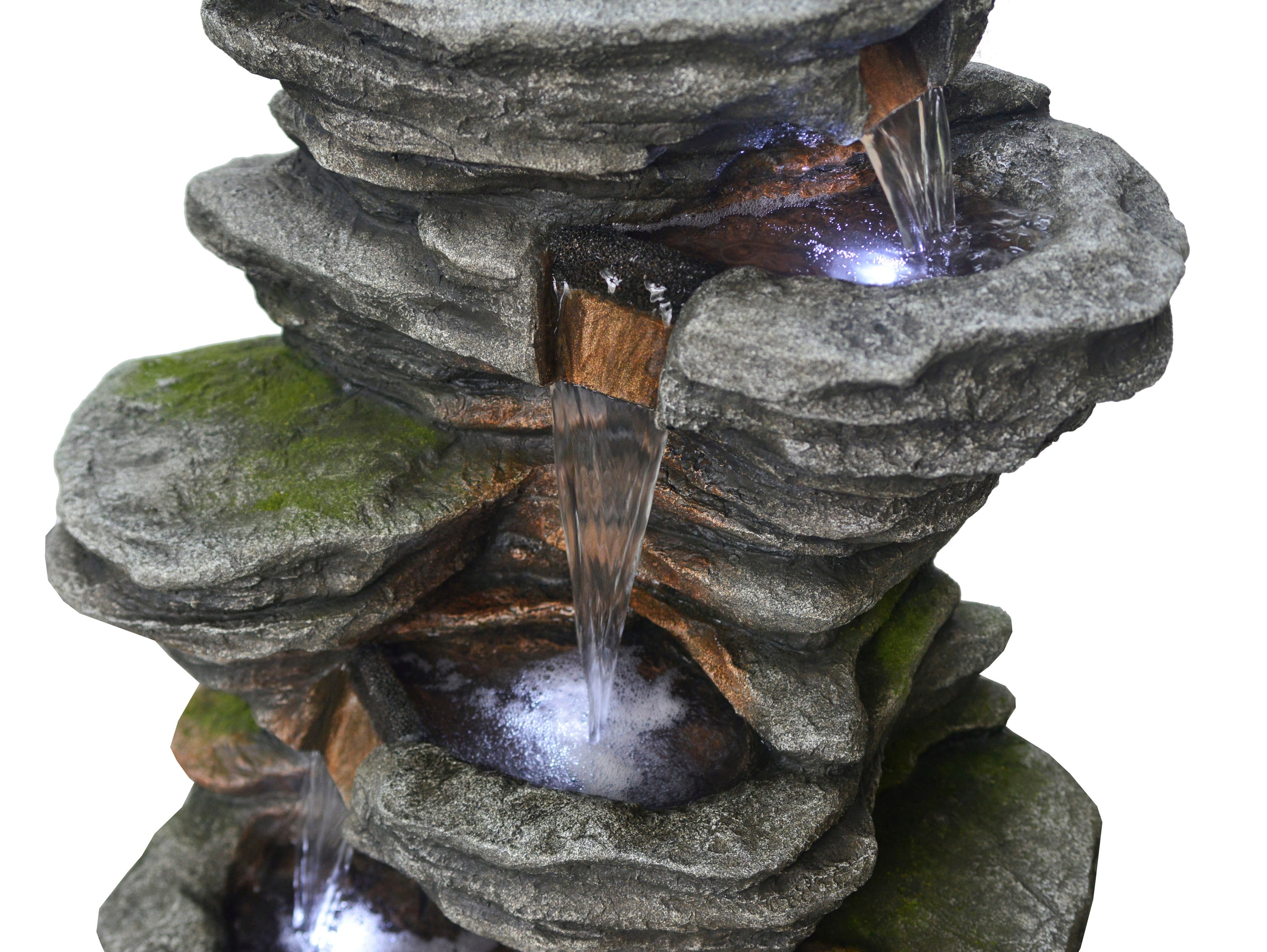 BOND 40.16-in H Resin Rock Waterfall Fountain Outdoor Fountain at Lowes.com