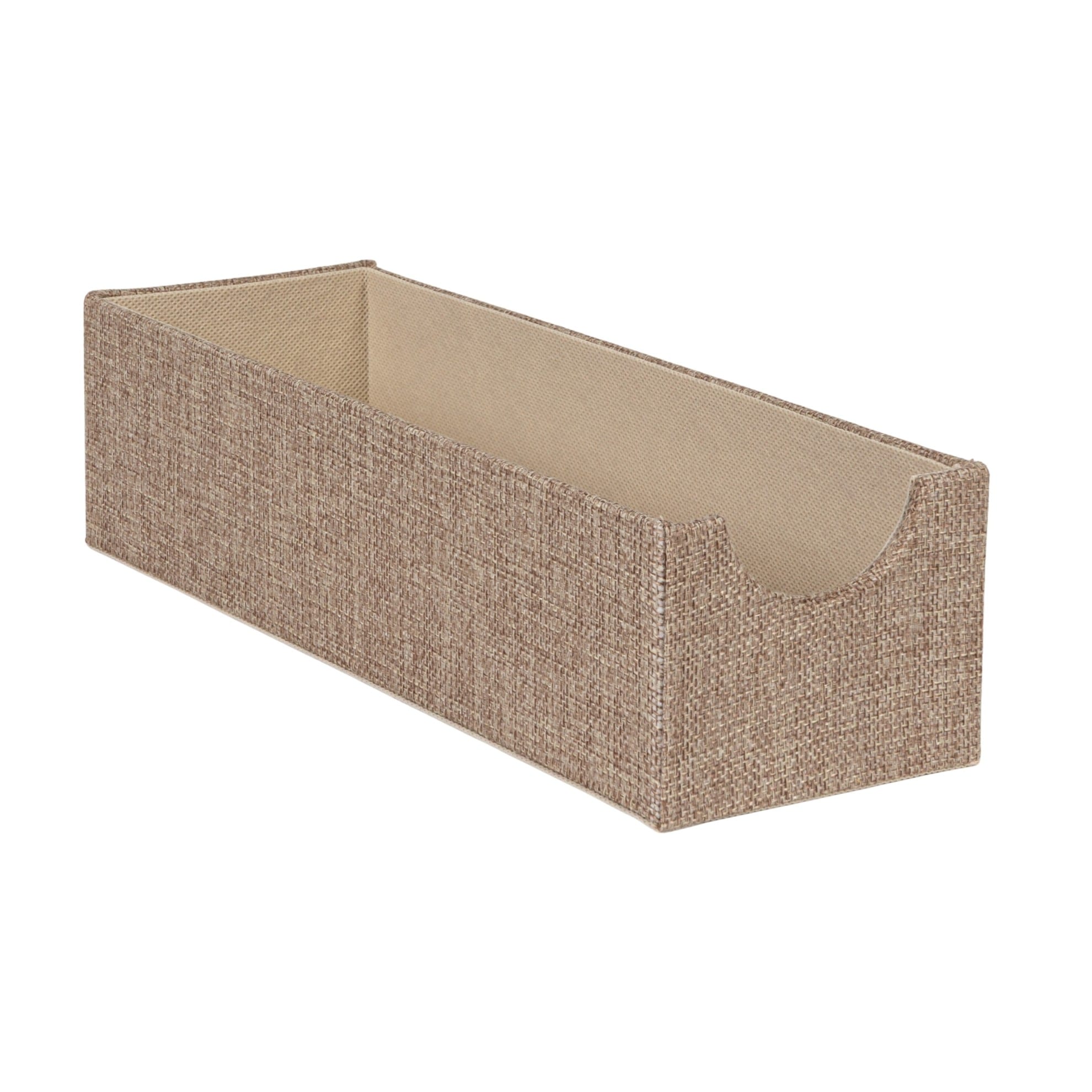Household Essentials Narrow Accessory Organizer Tray in Slim Design with Soft Fabric Covering with Sturdy Frame in Brown