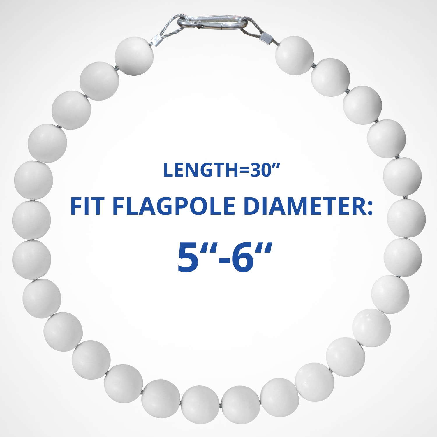 White Nylon Beaded Flag Retainer Ring for 5-6 Inch Flagpole