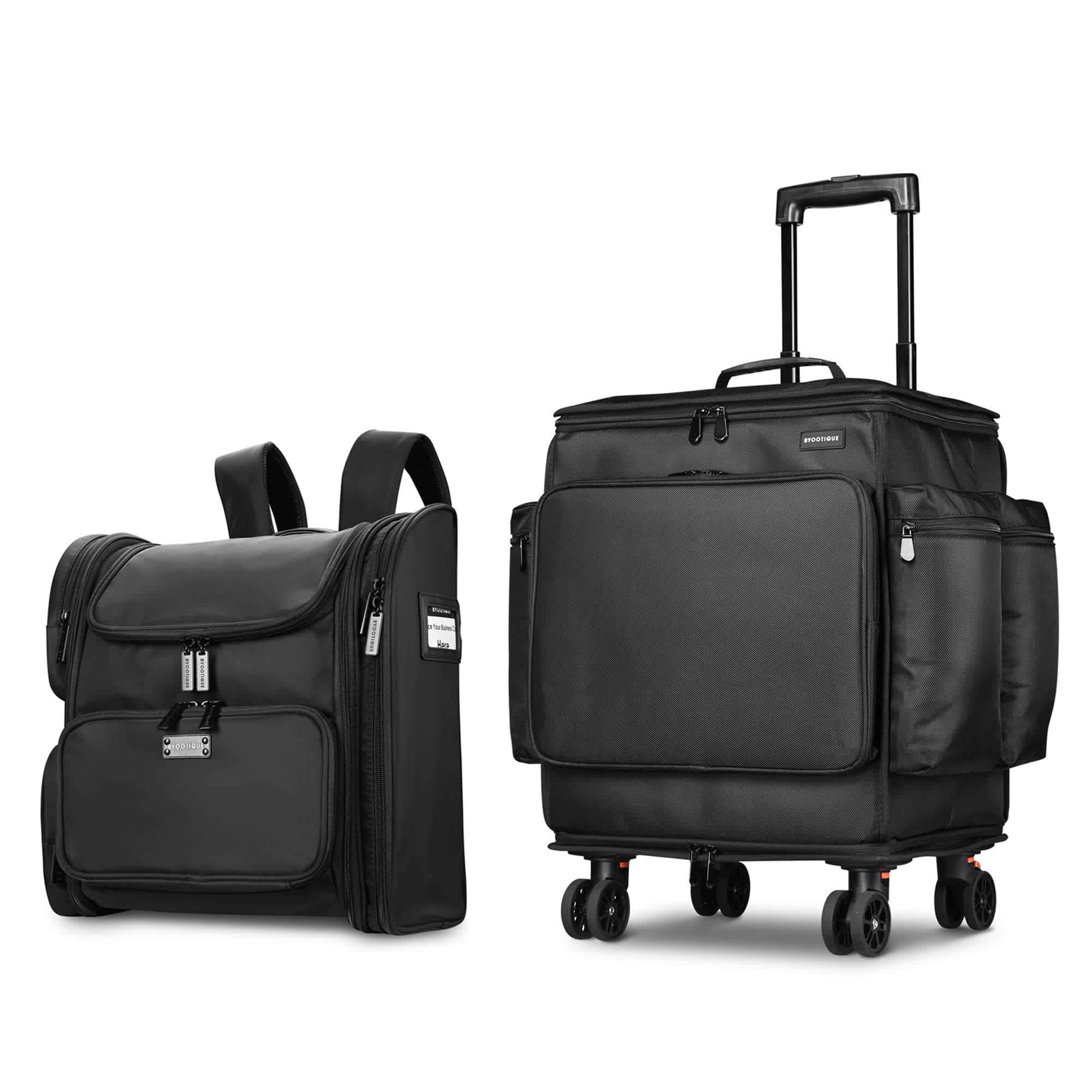 Yescom 12MKCSET-086033-LO Byootique Rolling Makeup Train Case w/ Backpack Travel Barber Cosmetic Pink