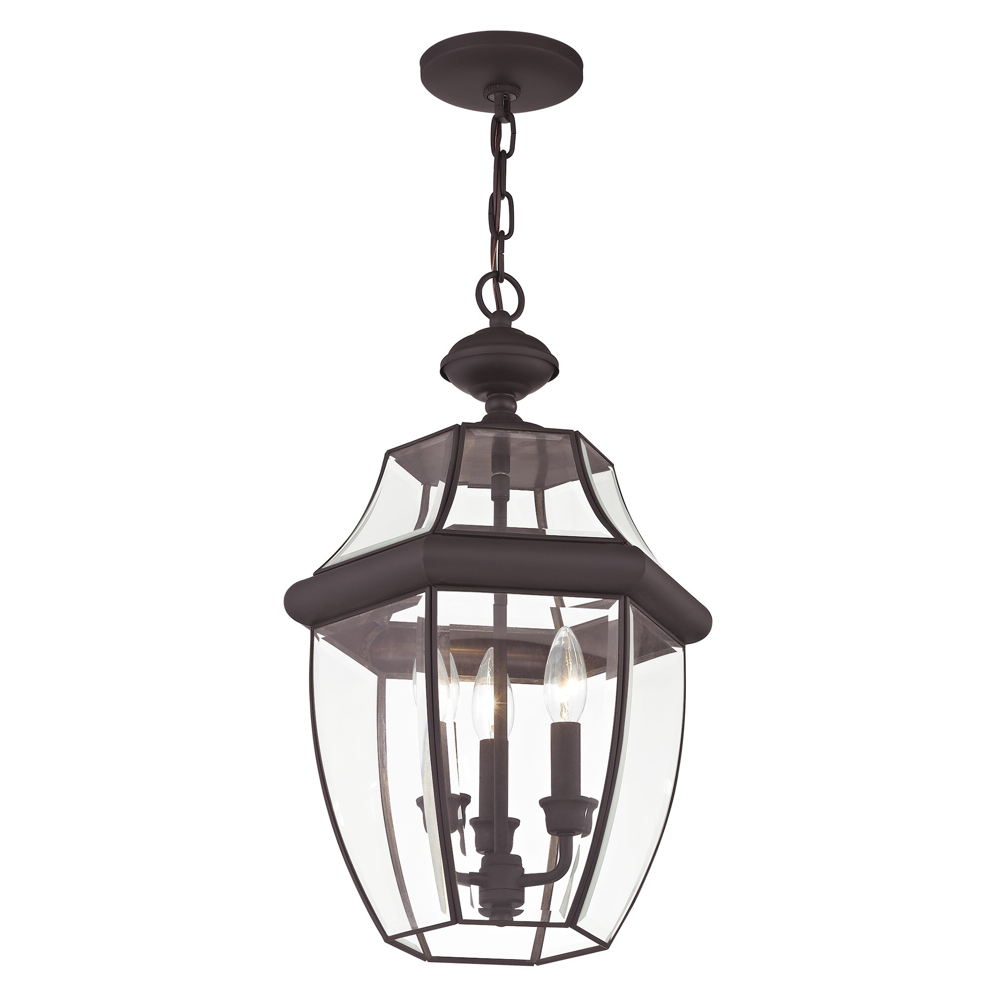 Elegant Monterey Bronze Outdoor Pendant Light with Clear Beveled Glass