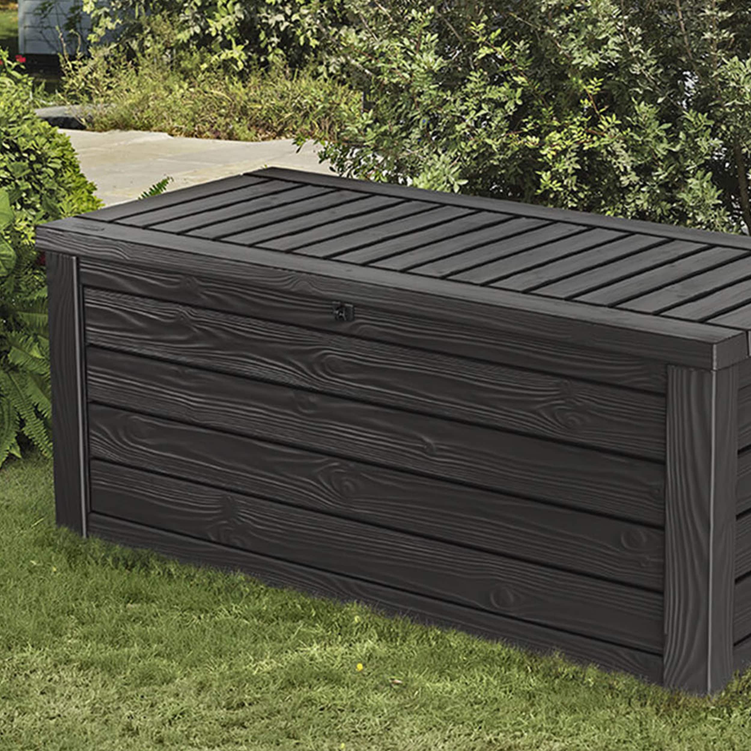 Keter Westwood Dark Gray Resin 150 Gallon Deck Storage Box Set