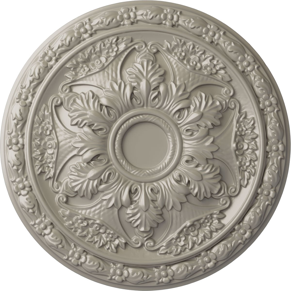 Ekena Millwork CM20BLPWS Baile 20-in W x 20-in L Painted Pearl White Polyurethane Whole Ceiling Medallion