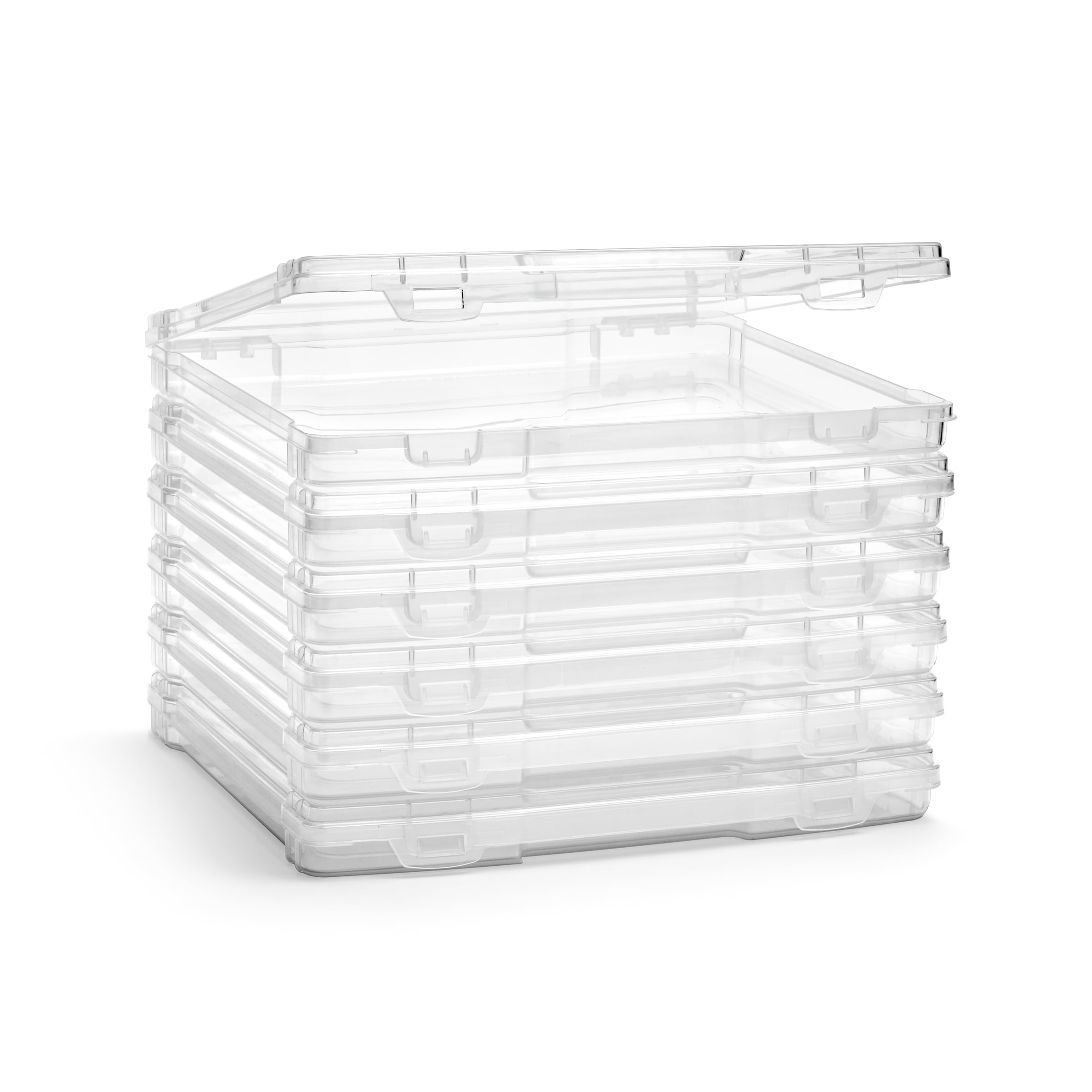 SORBUS  Set of 6 Thin Clear Stackable Portable Project Case Fits 10 Inch x12 Inch  Snap Tight Closure Ideal for Board Games Crafts and Office Supplies